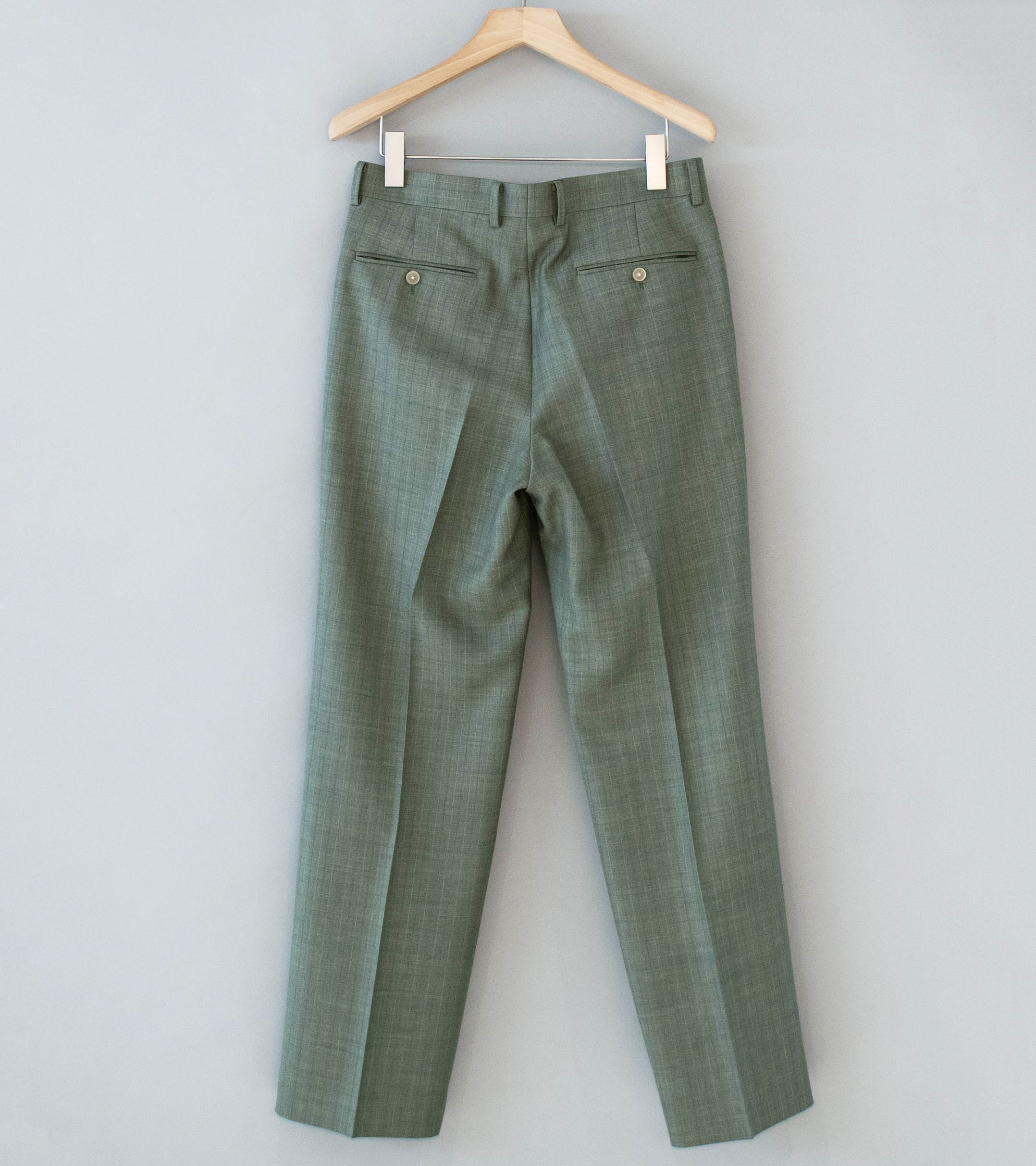 Auralee 'Bluefaced Wool Two Tuck Slacks' (Khaki Gray Stripe) - Image 5