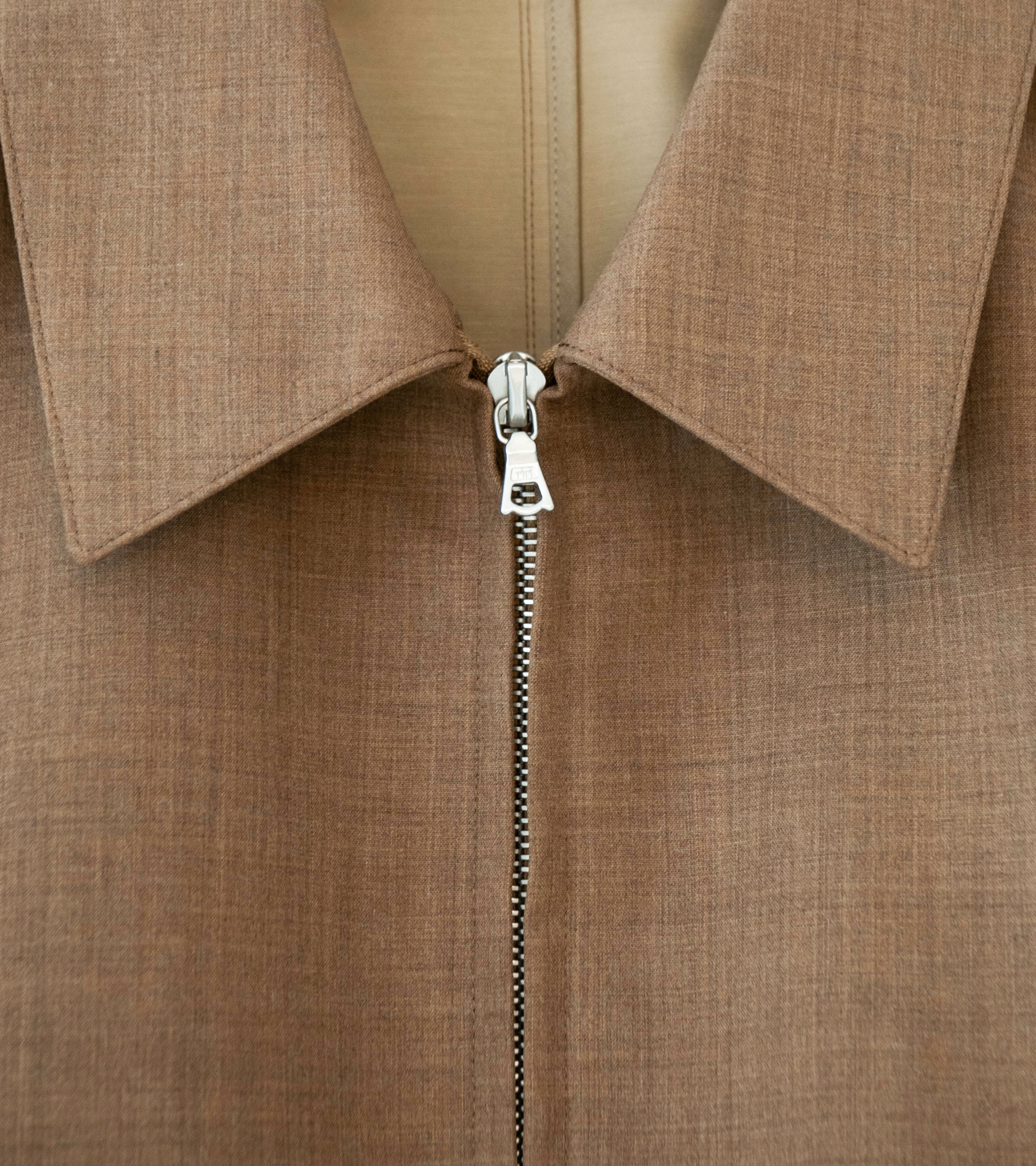 Auralee 'Bonded Tropical Wool Zip Blouson' (Top Brown) - Image 6