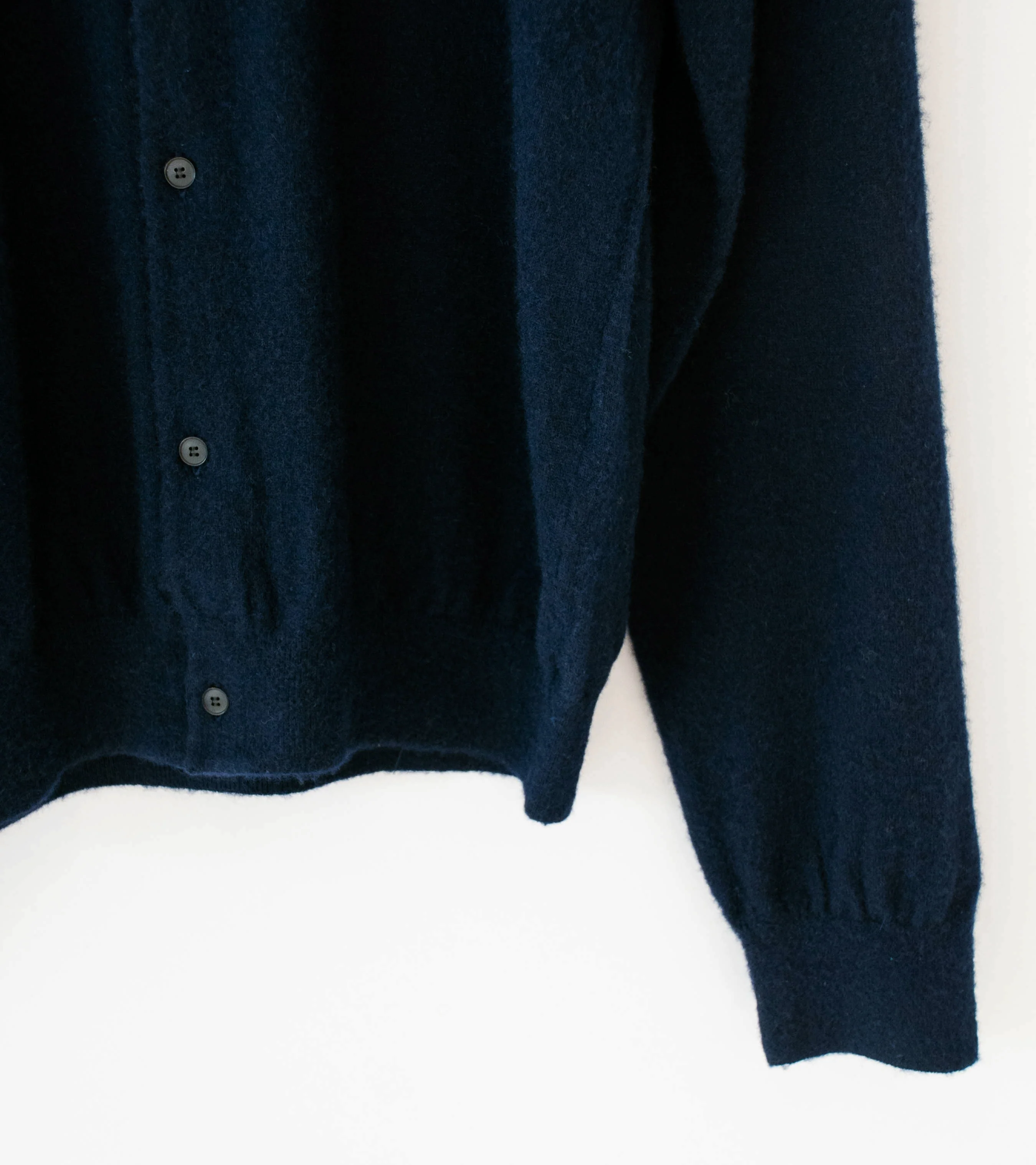 Auralee 'Brushed Cashmere Cotton Knit Cardigan' (Dark Navy) - Image 3