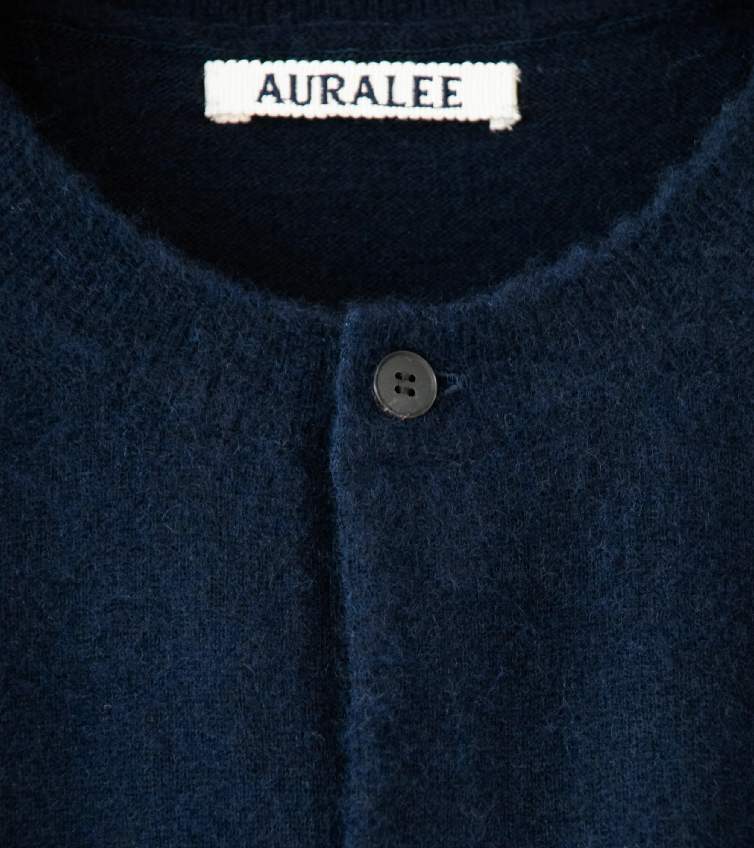 Auralee 'Brushed Cashmere Cotton Knit Cardigan' (Dark Navy) - Image 7