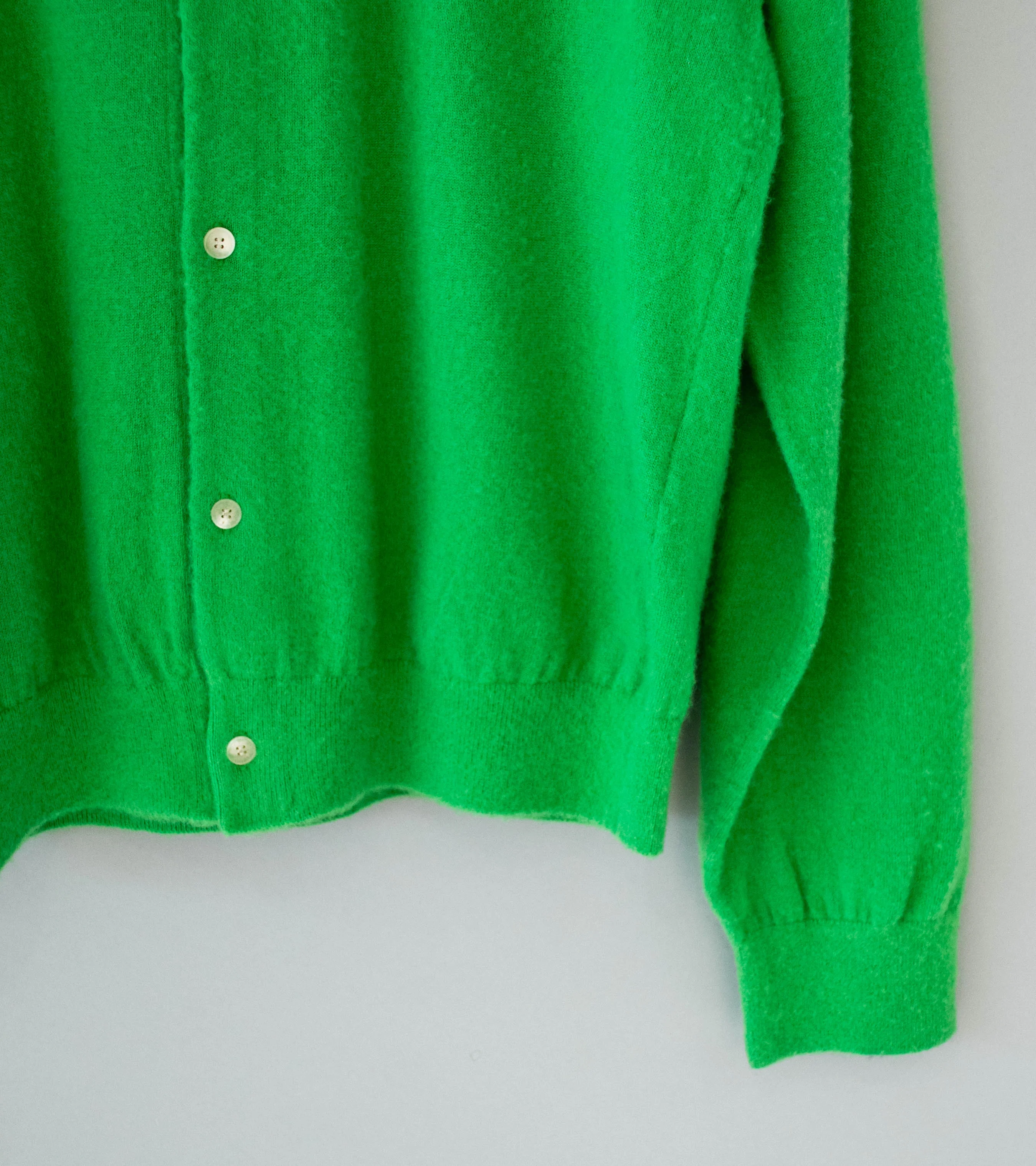 Auralee 'Brushed Cashmere Cotton Knit Cardigan' (Green) - Image 3