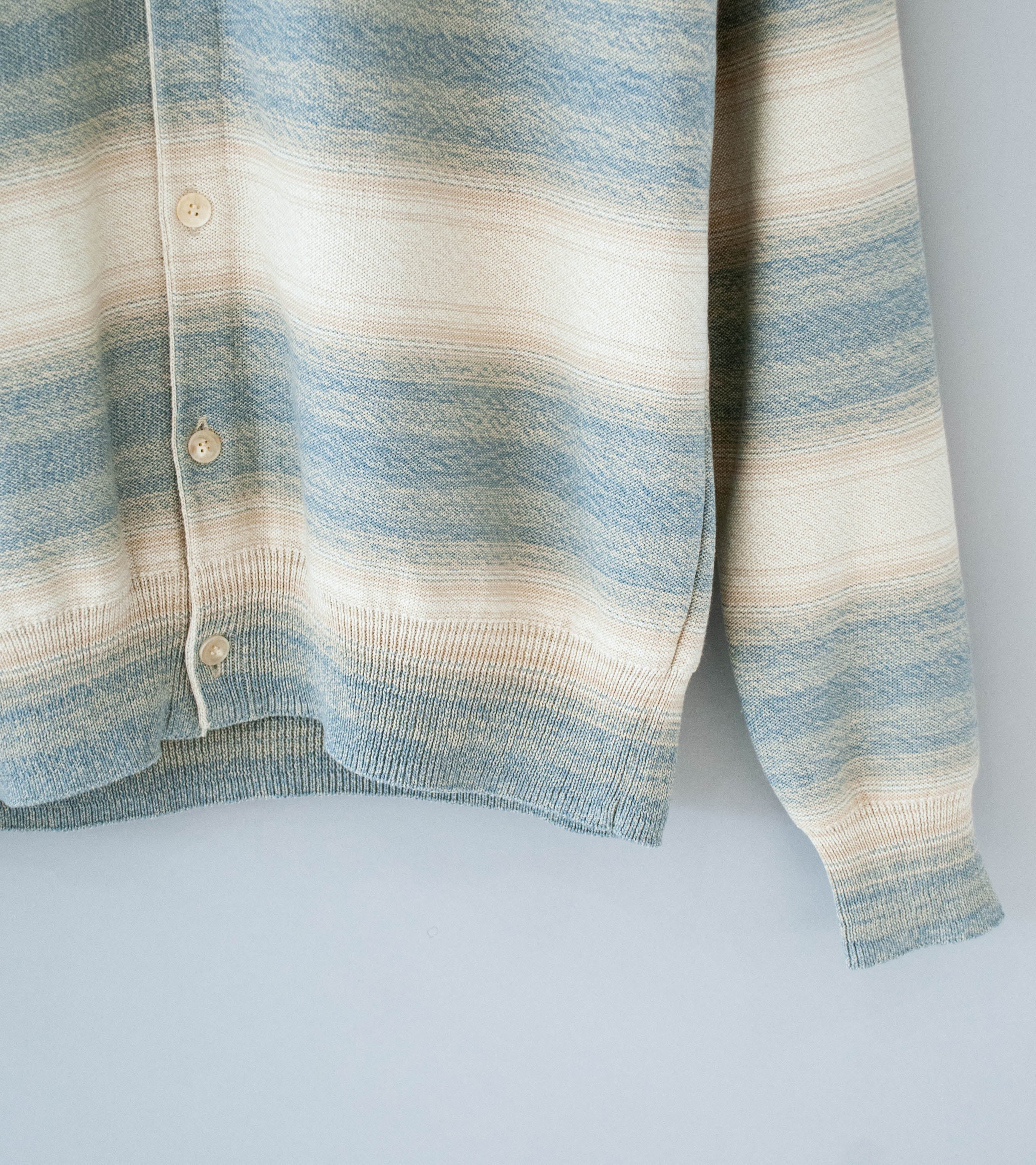 Auralee 'Cotton Silk Gradient Stripe Knit Shirt Cardigan' (Blue Beige Stripe) - Image 3
