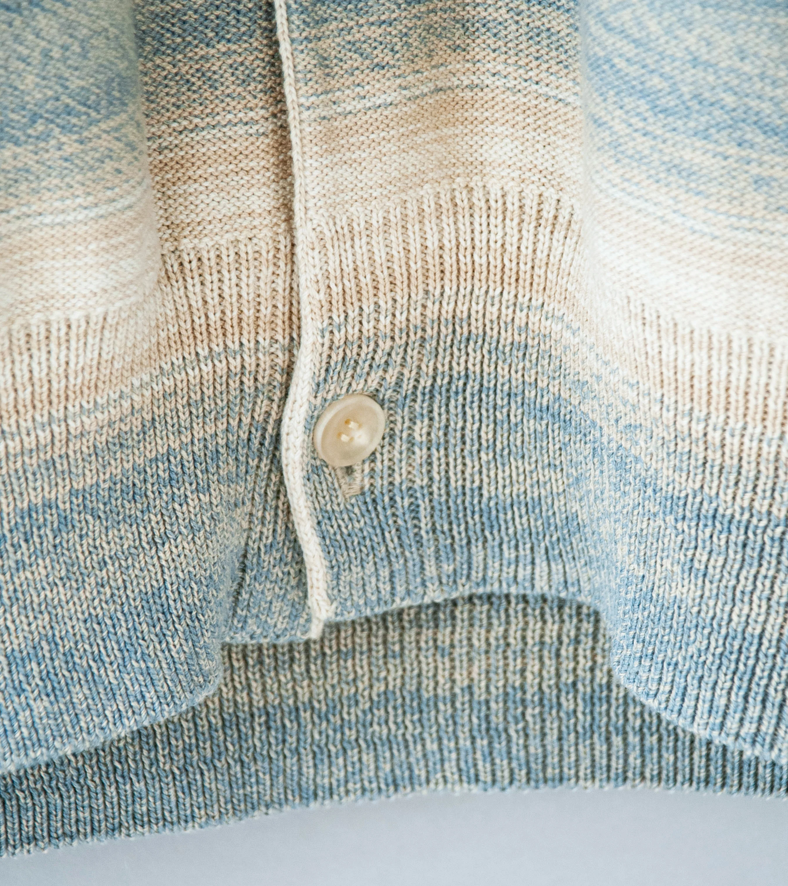 Auralee 'Cotton Silk Gradient Stripe Knit Shirt Cardigan' (Blue Beige Stripe) - Image 4