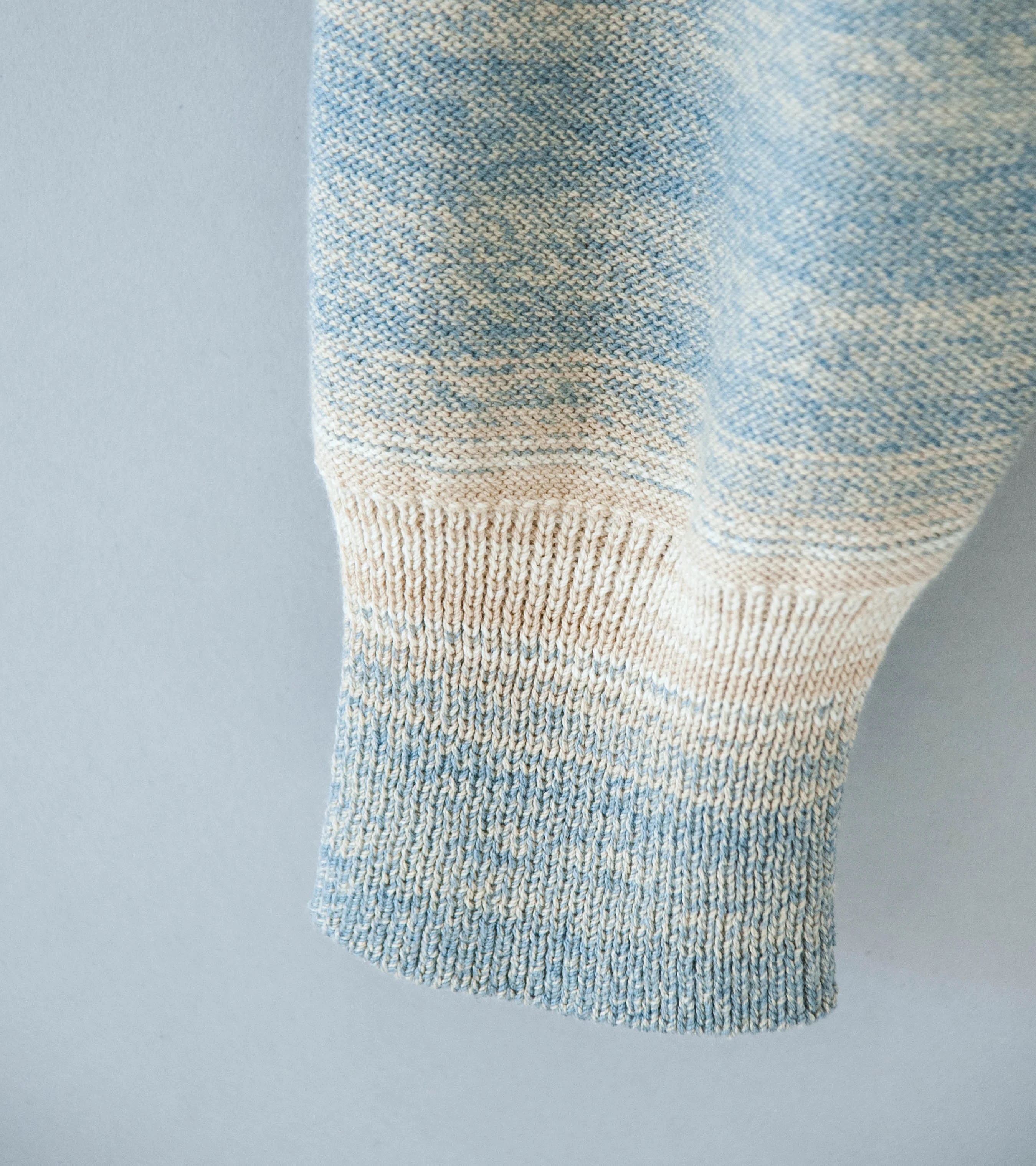 Auralee 'Cotton Silk Gradient Stripe Knit Shirt Cardigan' (Blue Beige Stripe) - Image 5