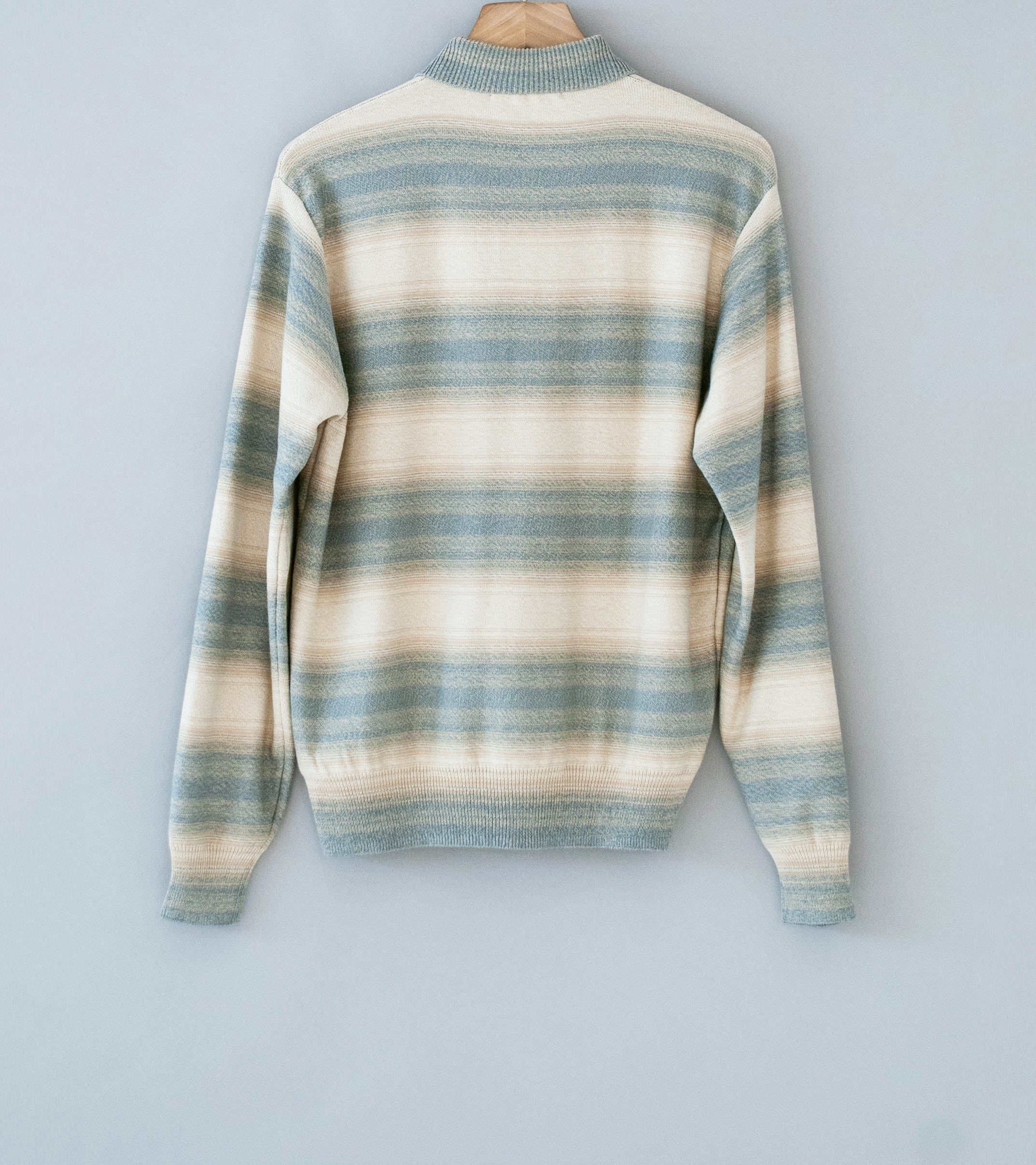 Auralee 'Cotton Silk Gradient Stripe Knit Shirt Cardigan' (Blue Beige Stripe) - Image 9