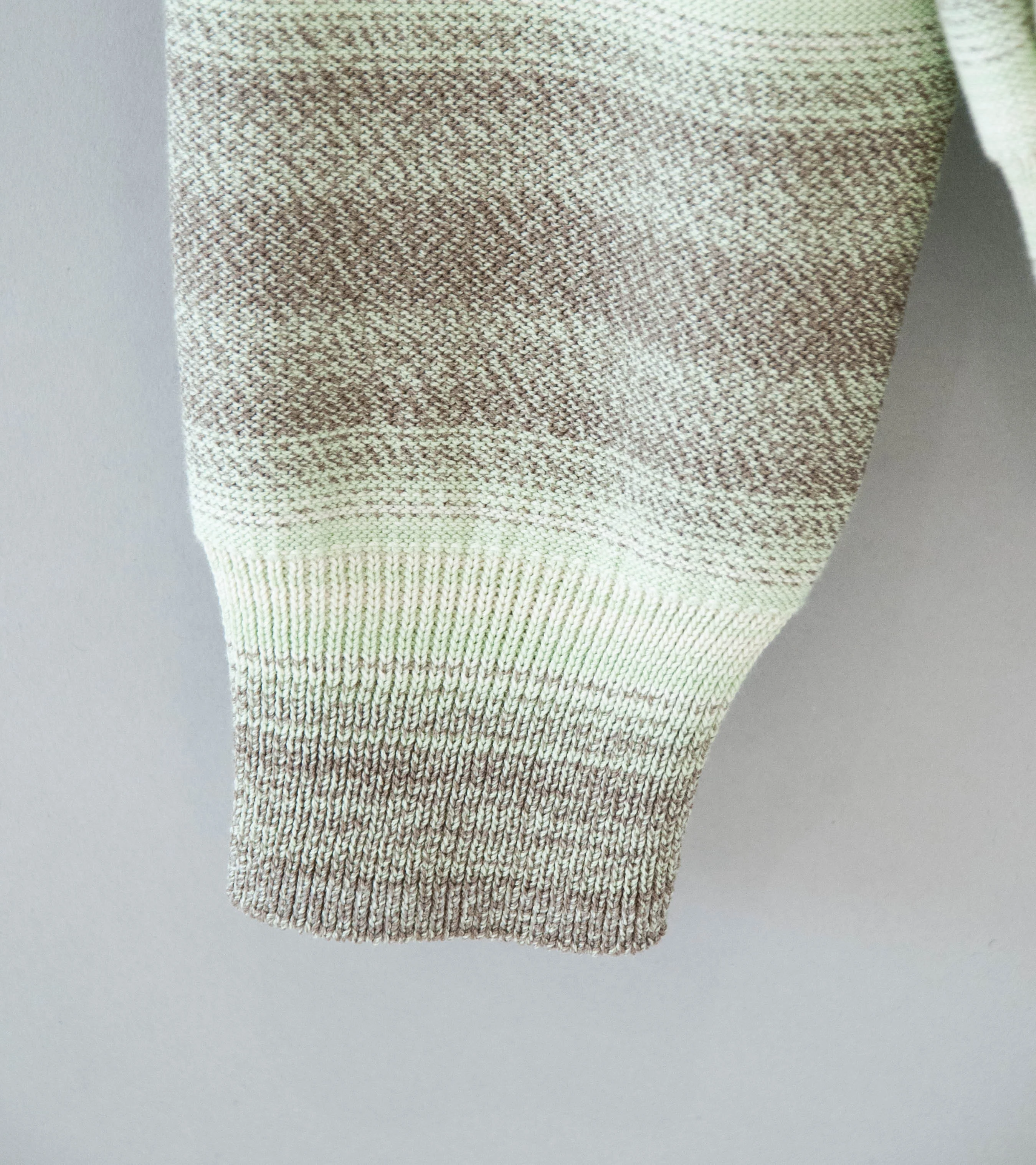 Auralee 'Cotton Silk Gradient Stripe Knit Shirt Cardigan' (Lime Gray Stripe) - Image 5