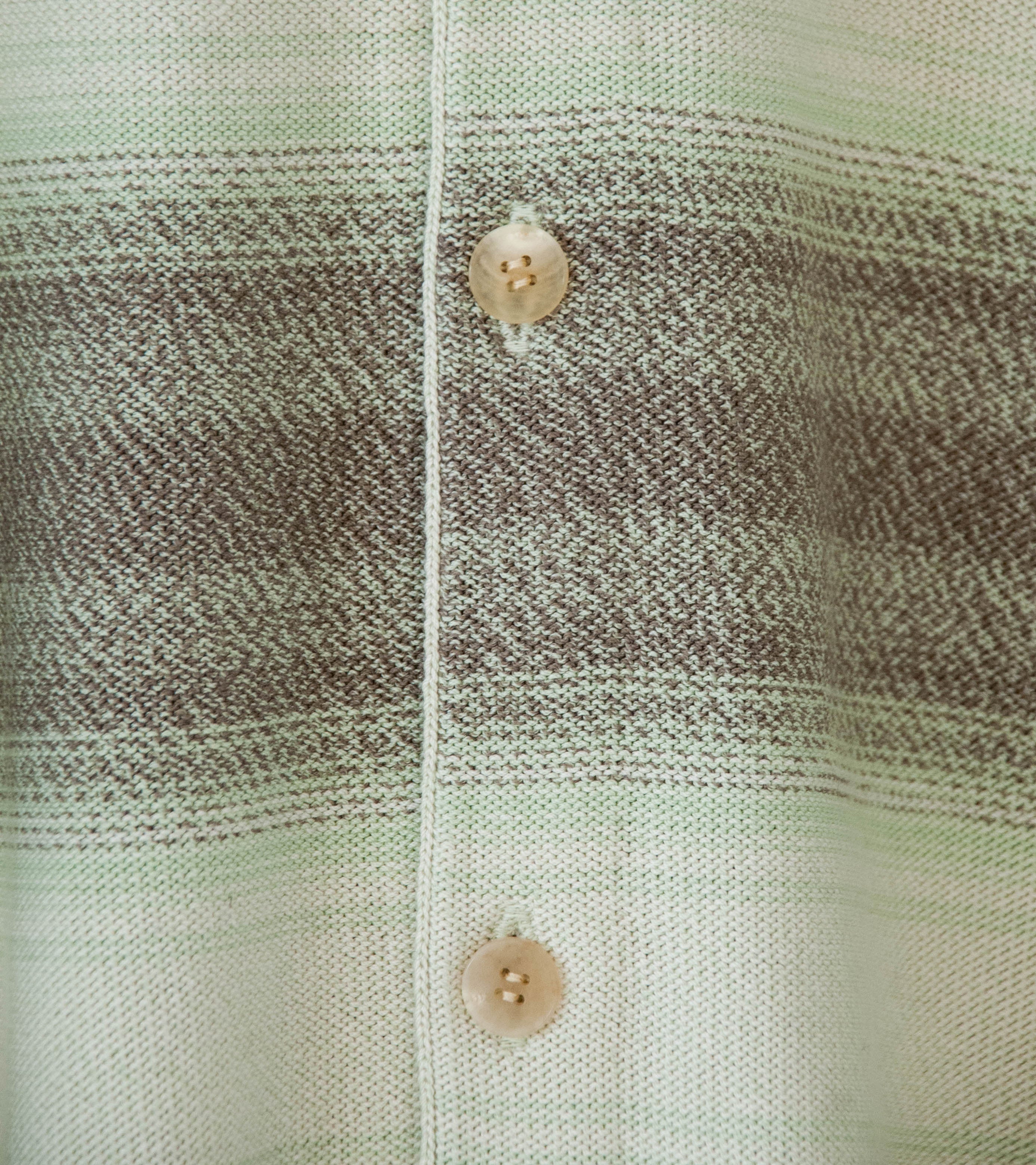 Auralee 'Cotton Silk Gradient Stripe Knit Shirt Cardigan' (Lime Gray Stripe) - Image 8