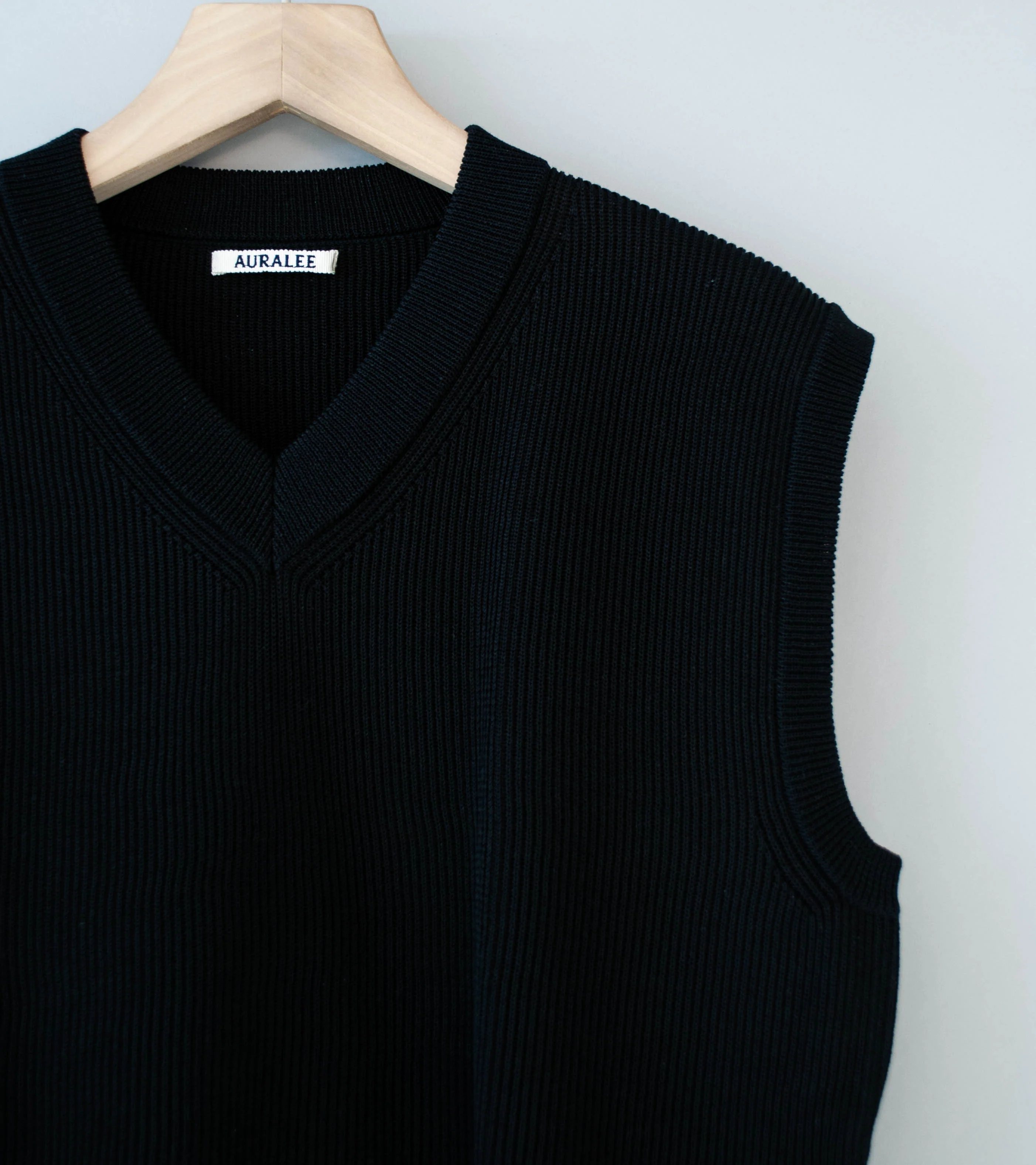 Auralee 'Flat Yarn Rib Knit Vest' (Black) - Image 2