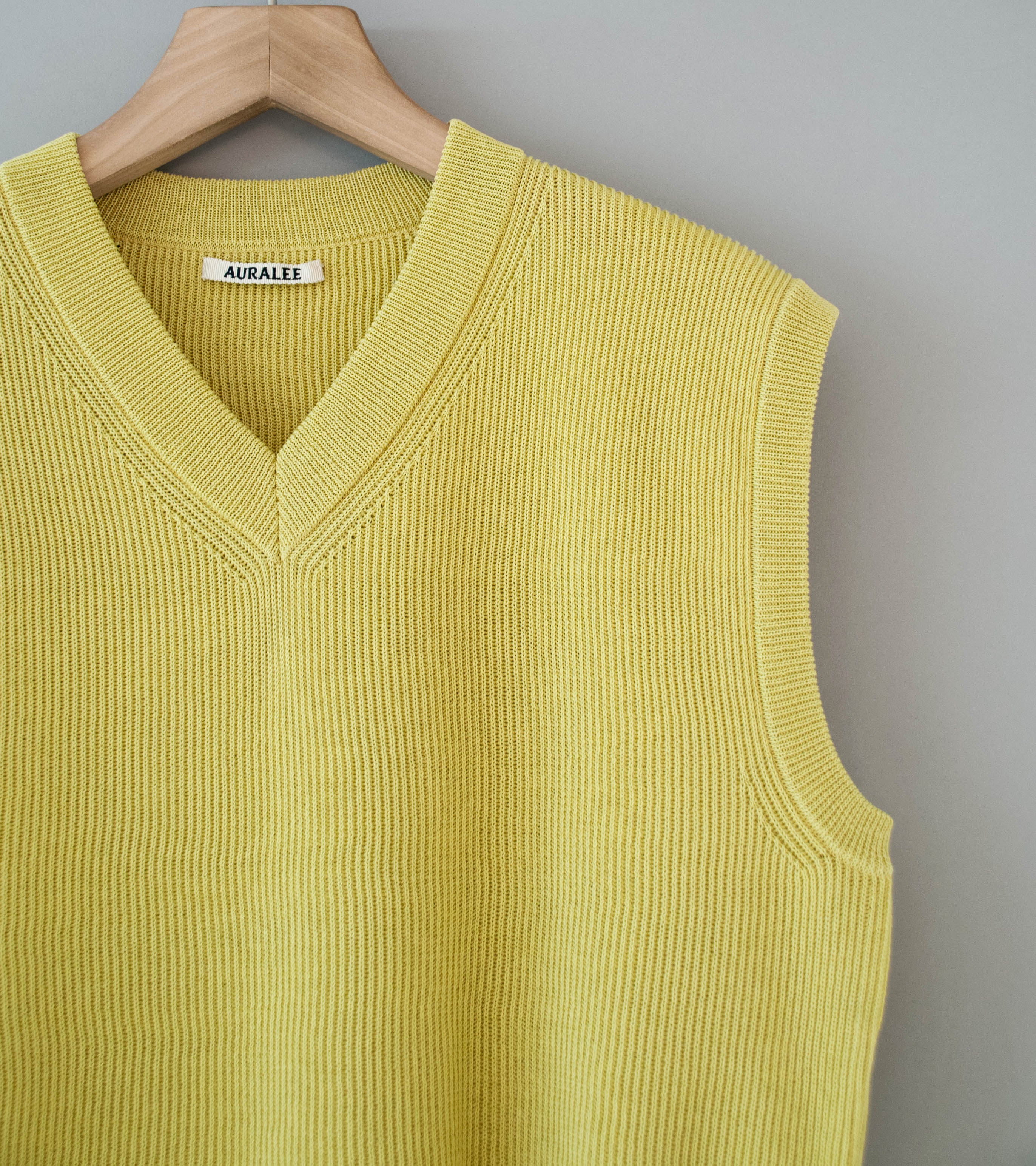 Auralee 'Flat Yarn Rib Knit Vest' (Dusty Yellow) - Image 2