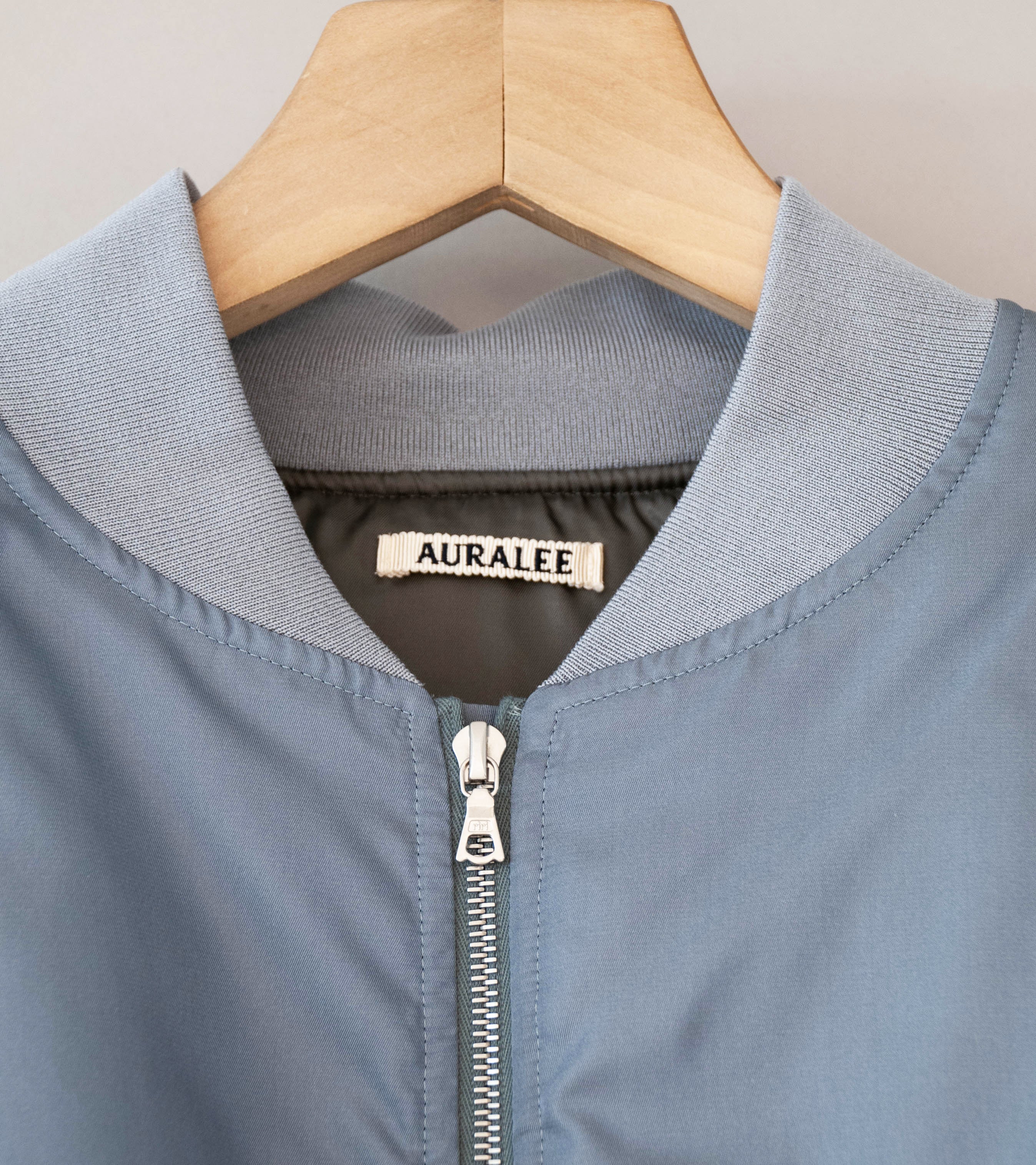 Auralee 'High Density Silk Twill Flight Blouson' (Blue Gray) - Image 7