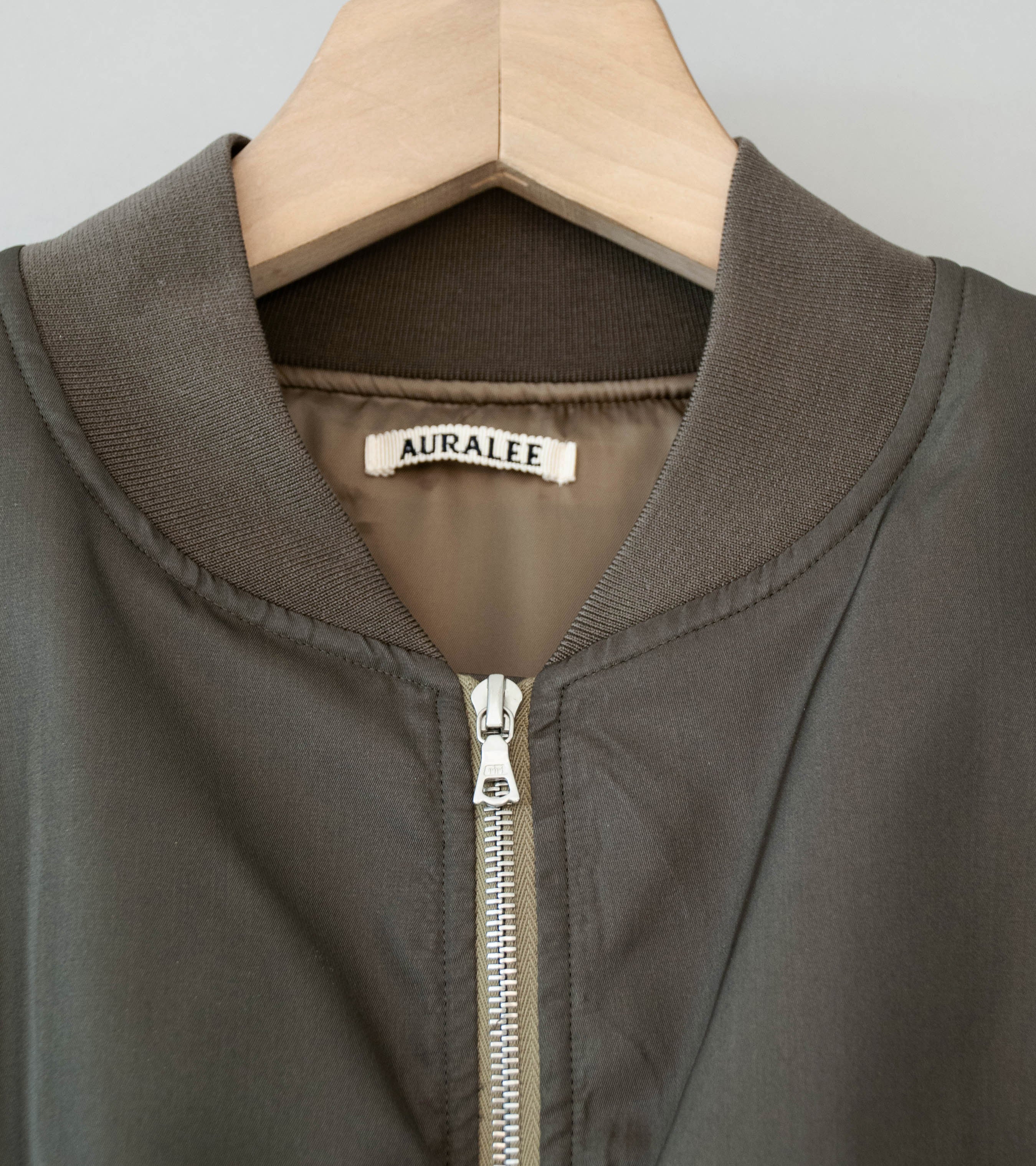 Auralee 'High Density Silk Twill Flight Blouson' (Dark Olive) - Image 6