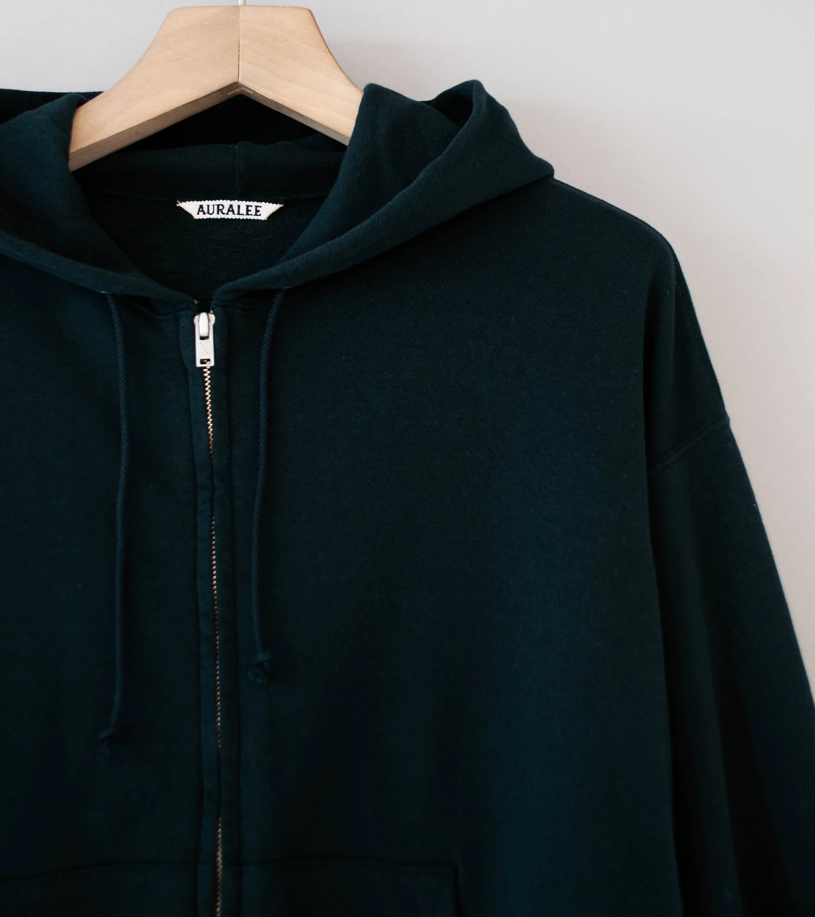 Auralee 'High Twist Light Sweat Zip Parka' (Black) - Image 2