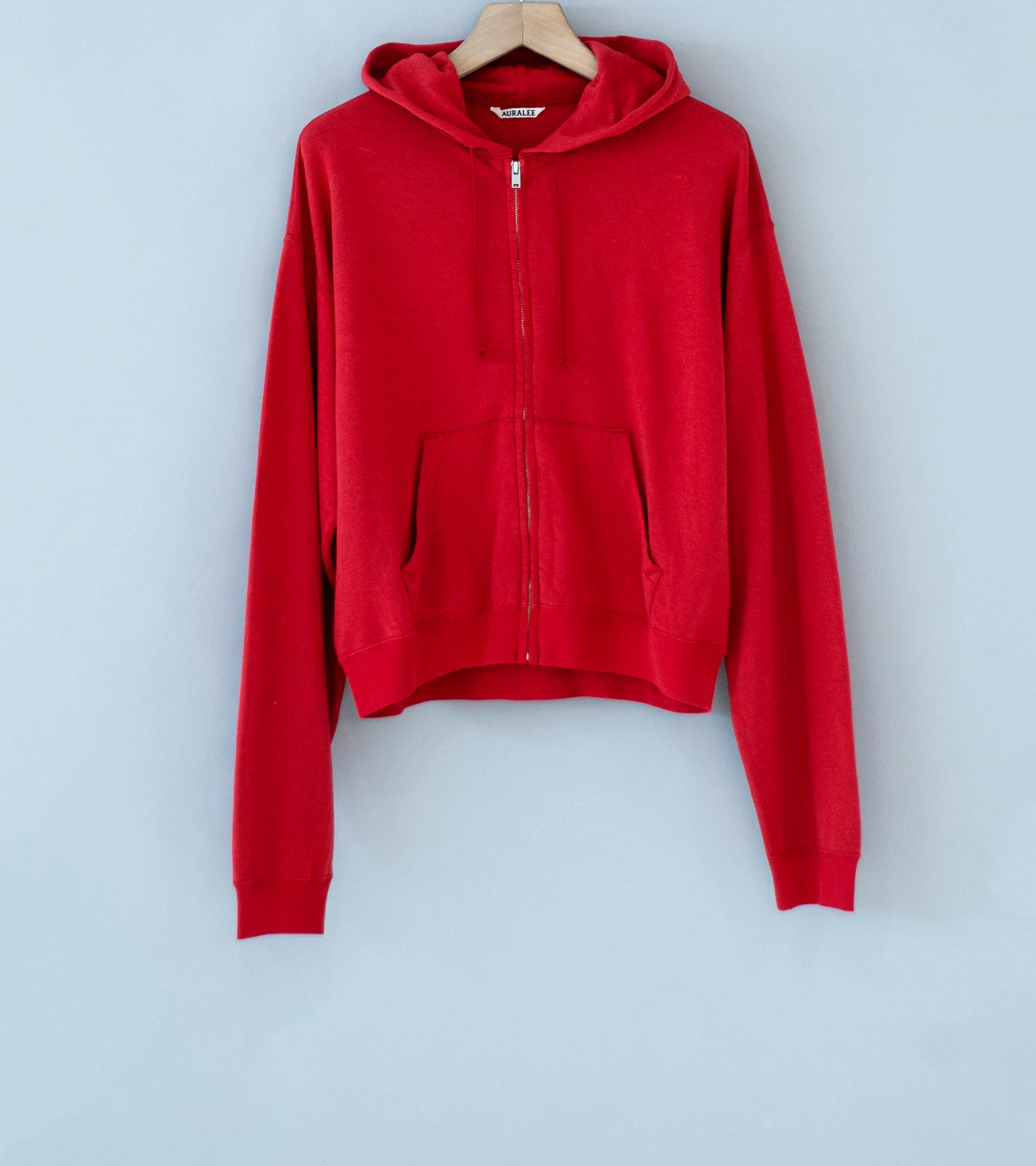 Auralee 'High Twist Light Sweat Zip Parka' (Red)