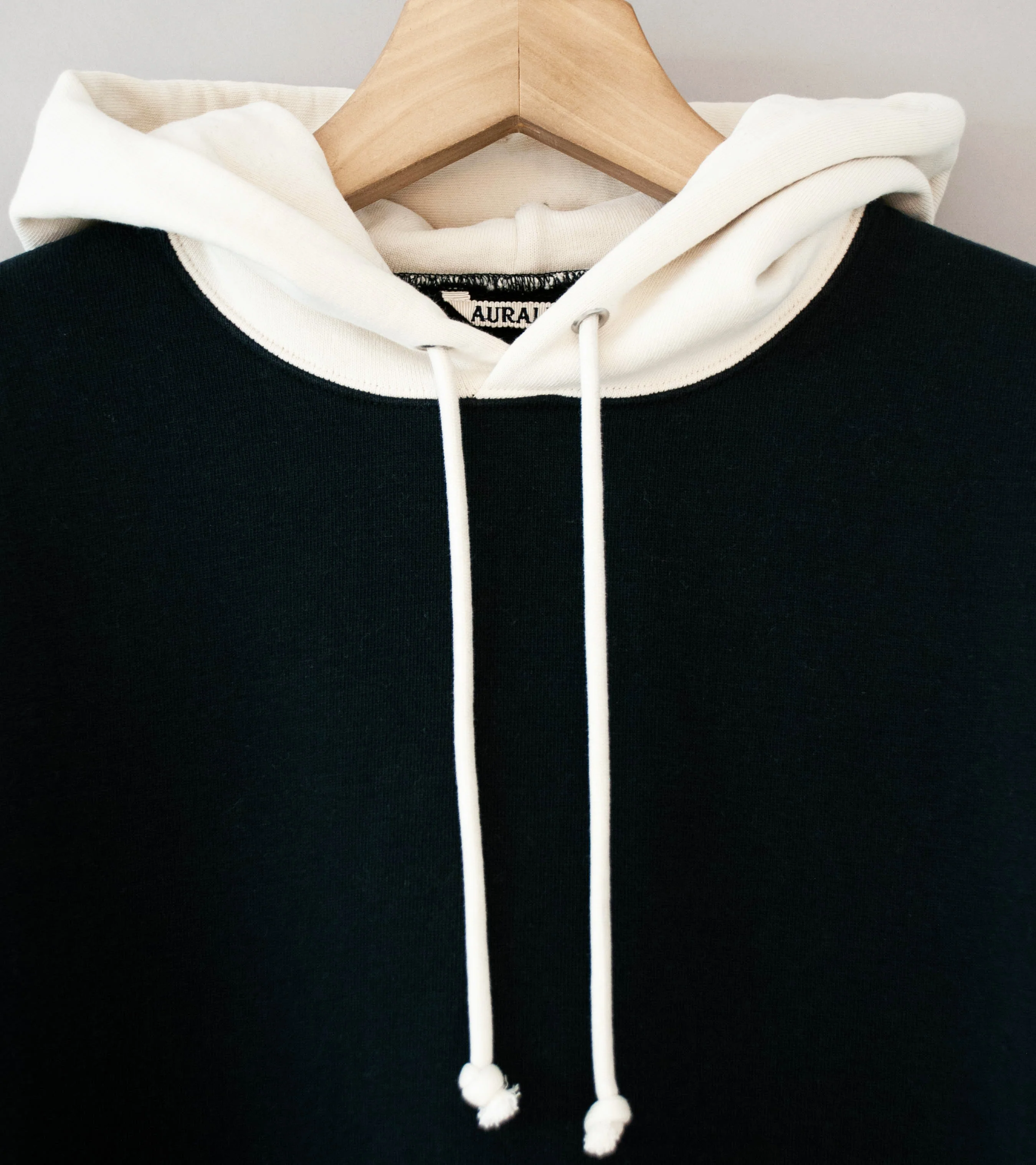 Auralee 'Smooth Soft BD Sweat P/O Parka' (Dark Navy / Smoky White) - Image 6