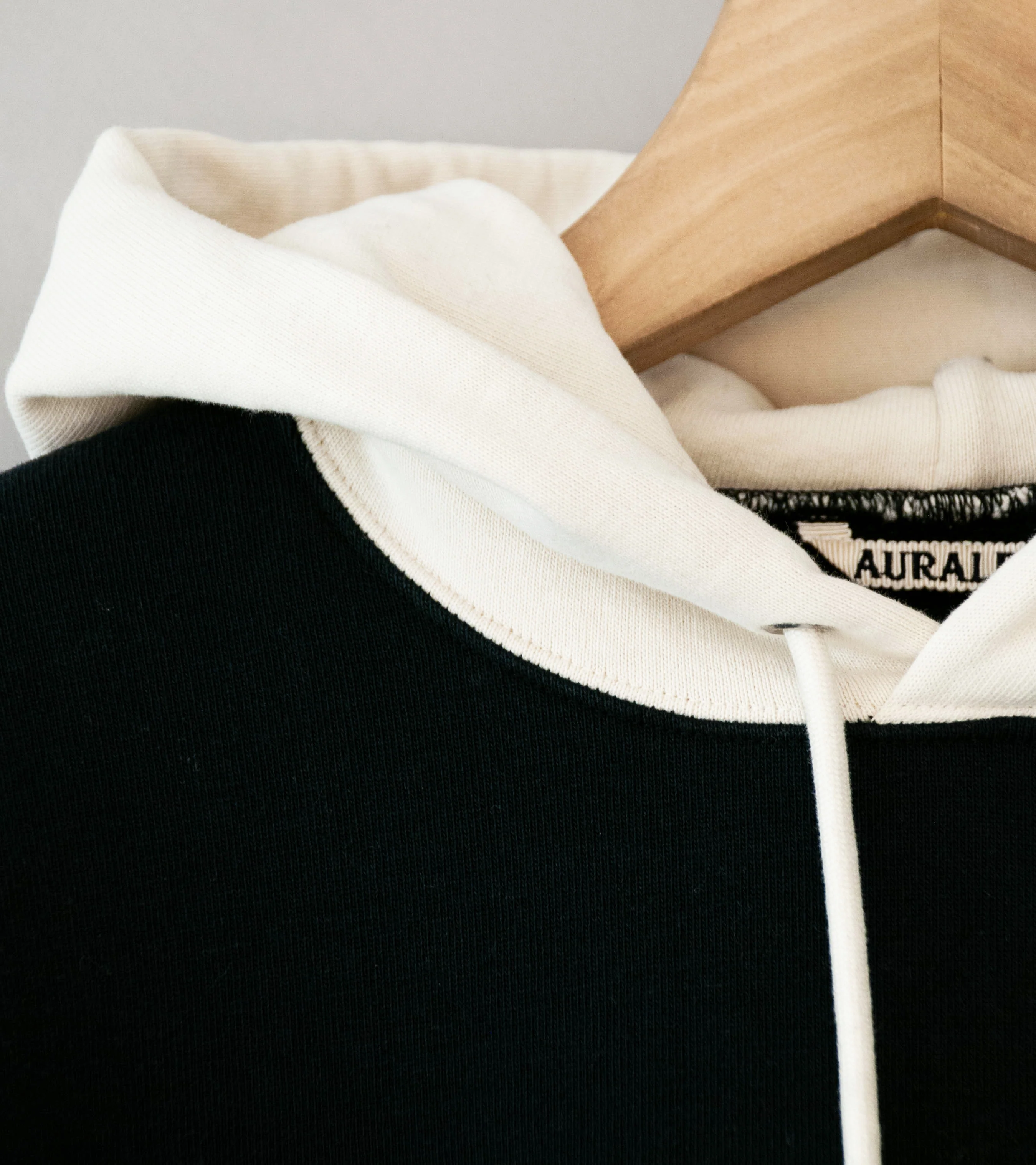 Auralee 'Smooth Soft BD Sweat P/O Parka' (Dark Navy / Smoky White) - Image 7