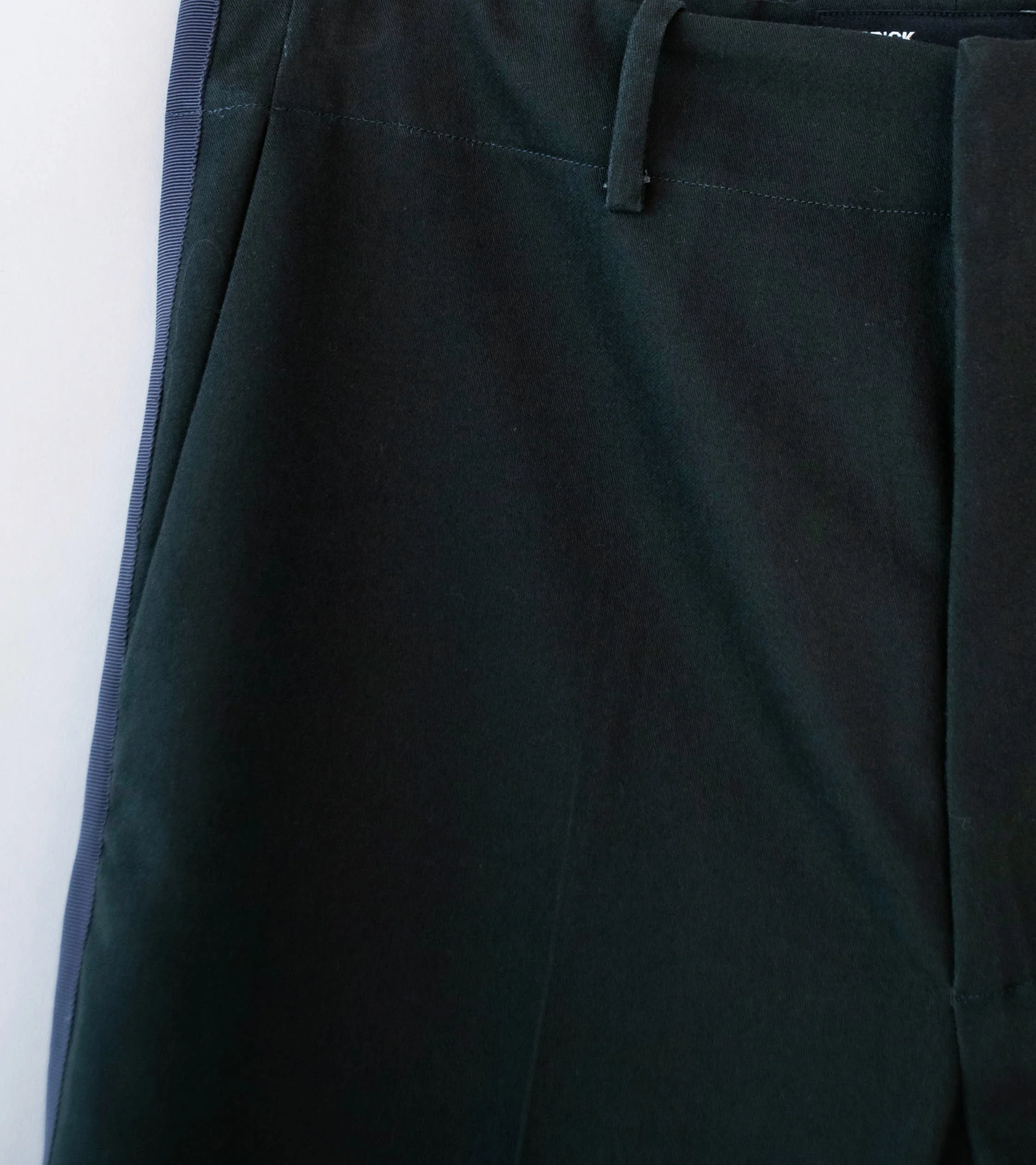DERRICK 'Broken Stripe Tuxedo Trouser' (Charcoal Silicon Dipped Cotton Satin) - Image 2