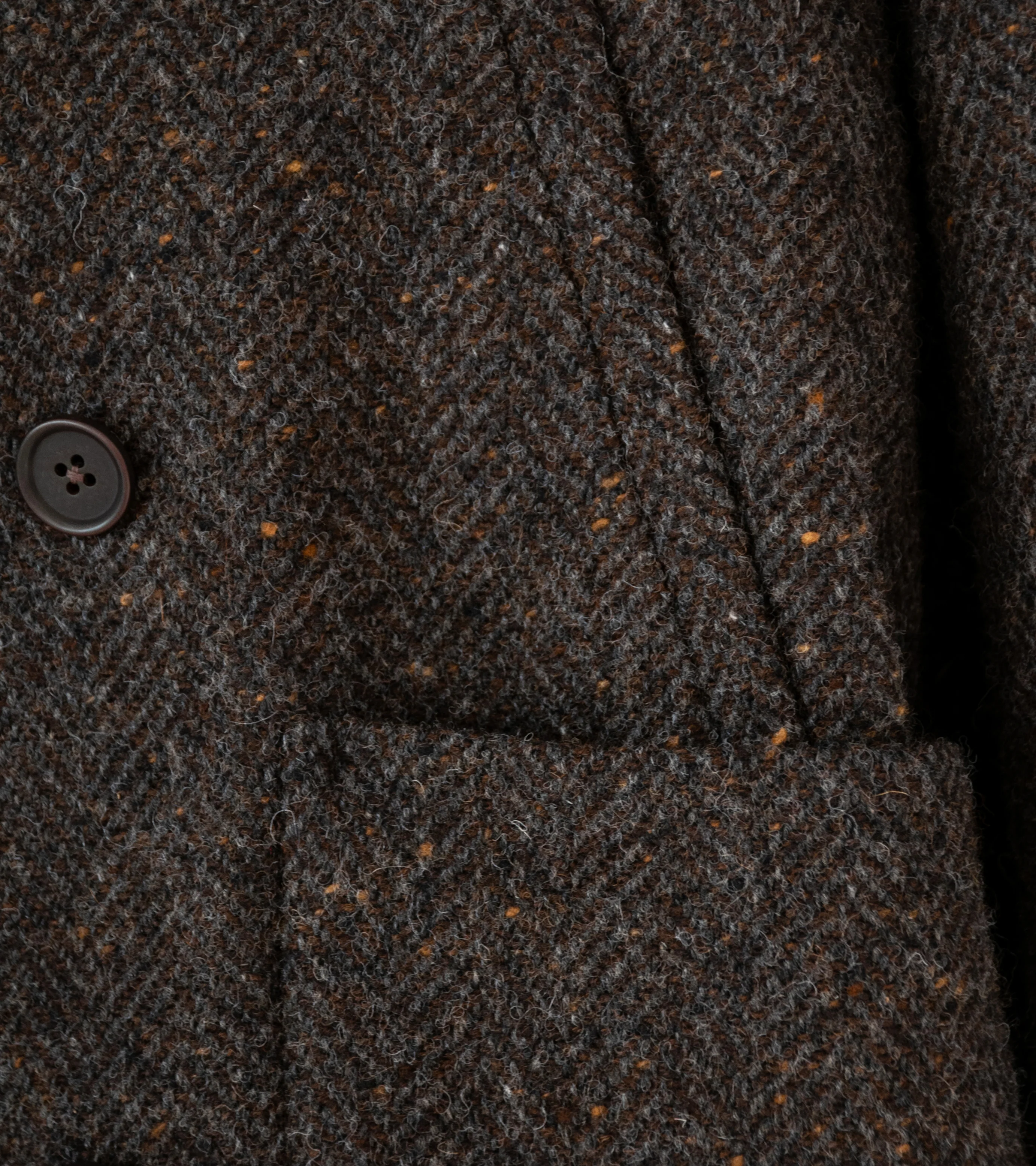 Evan Kinori 'Peacoat' (Brown Charcoal Wool Herringbone) - Image 6