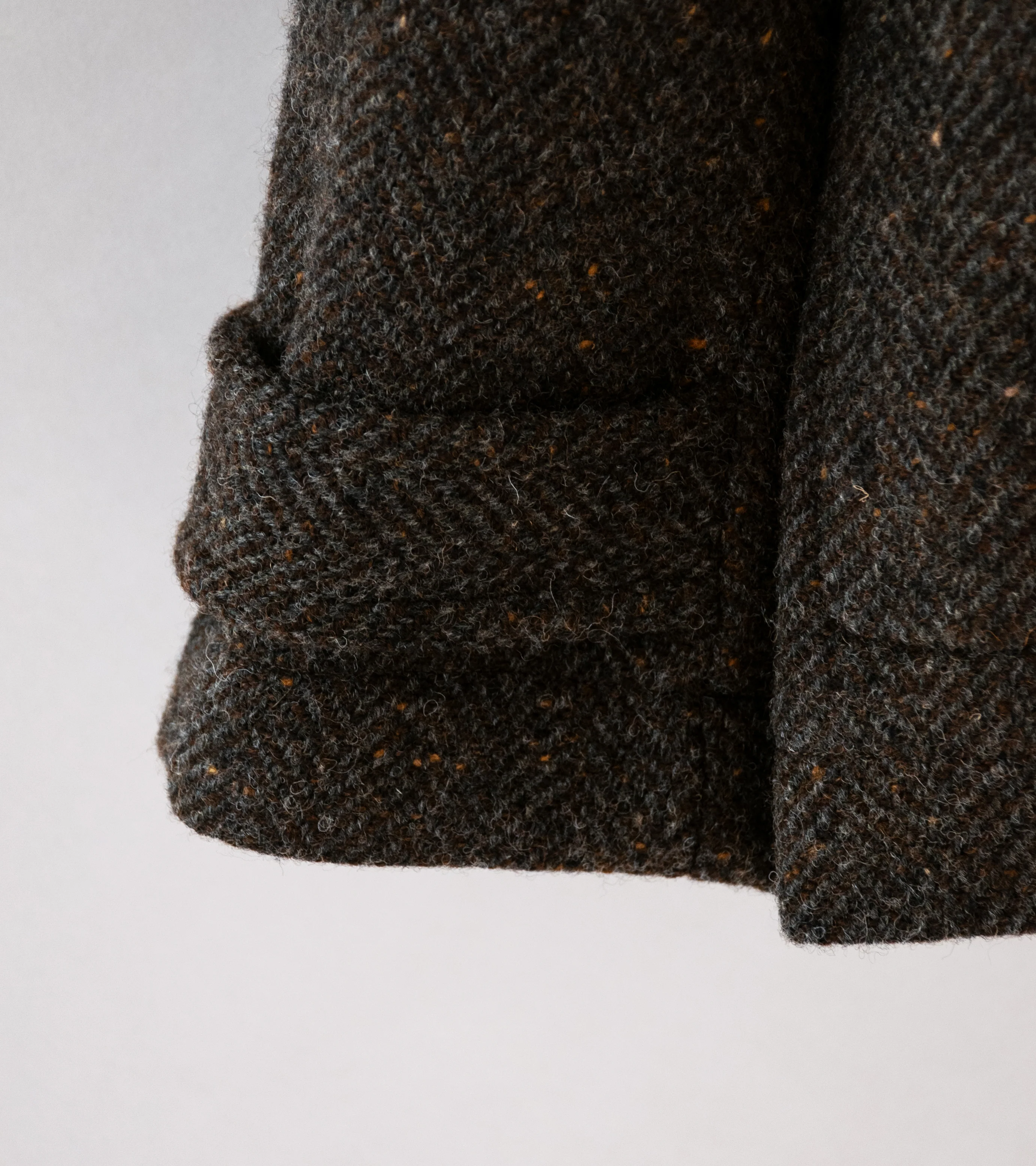 Evan Kinori 'Peacoat' (Brown Charcoal Wool Herringbone) - Image 7