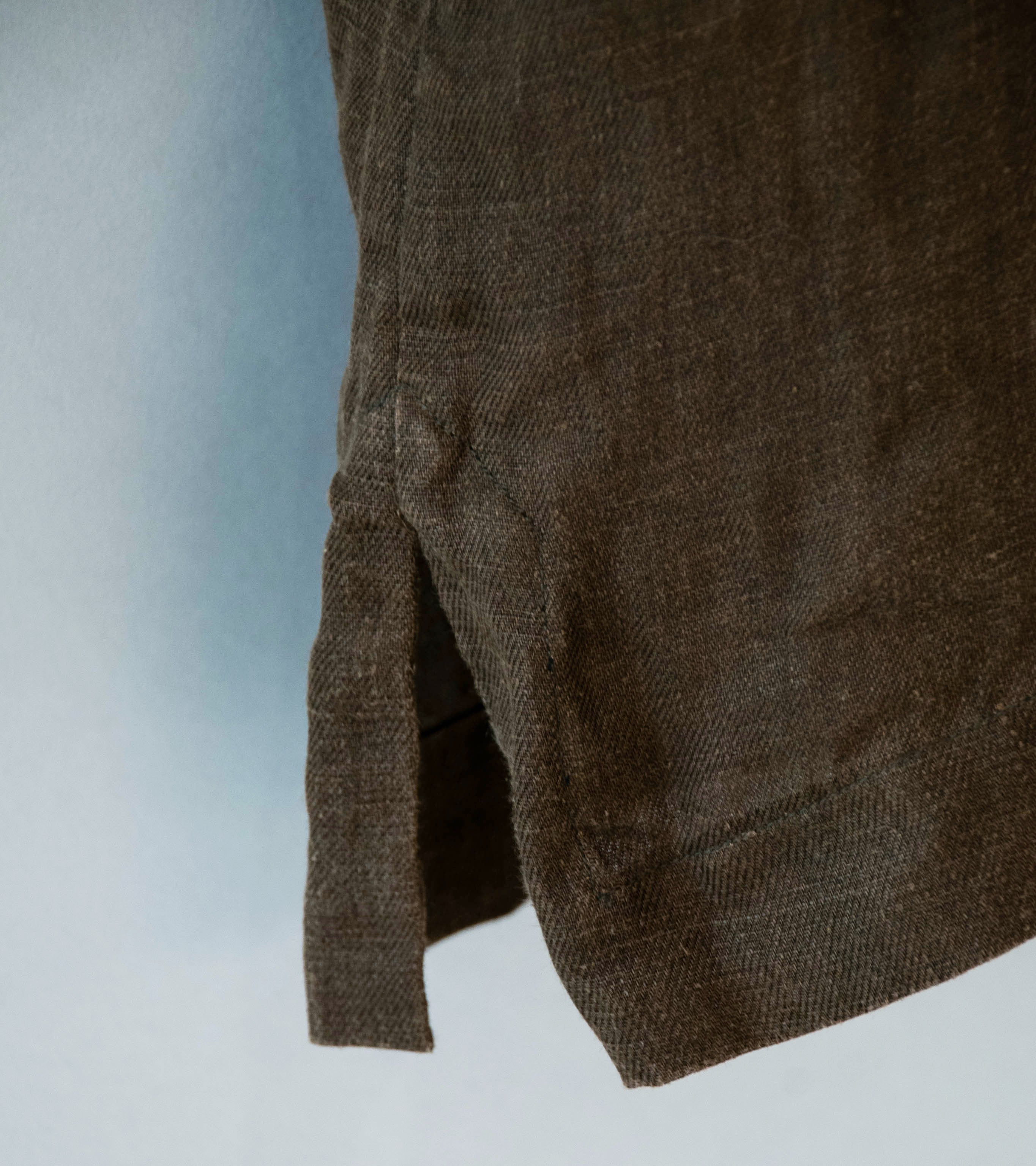 Evan Kinori 'Short Sleeve Shirt' (Dark Olive Sumi Ink Hemp Twill) - Image 4