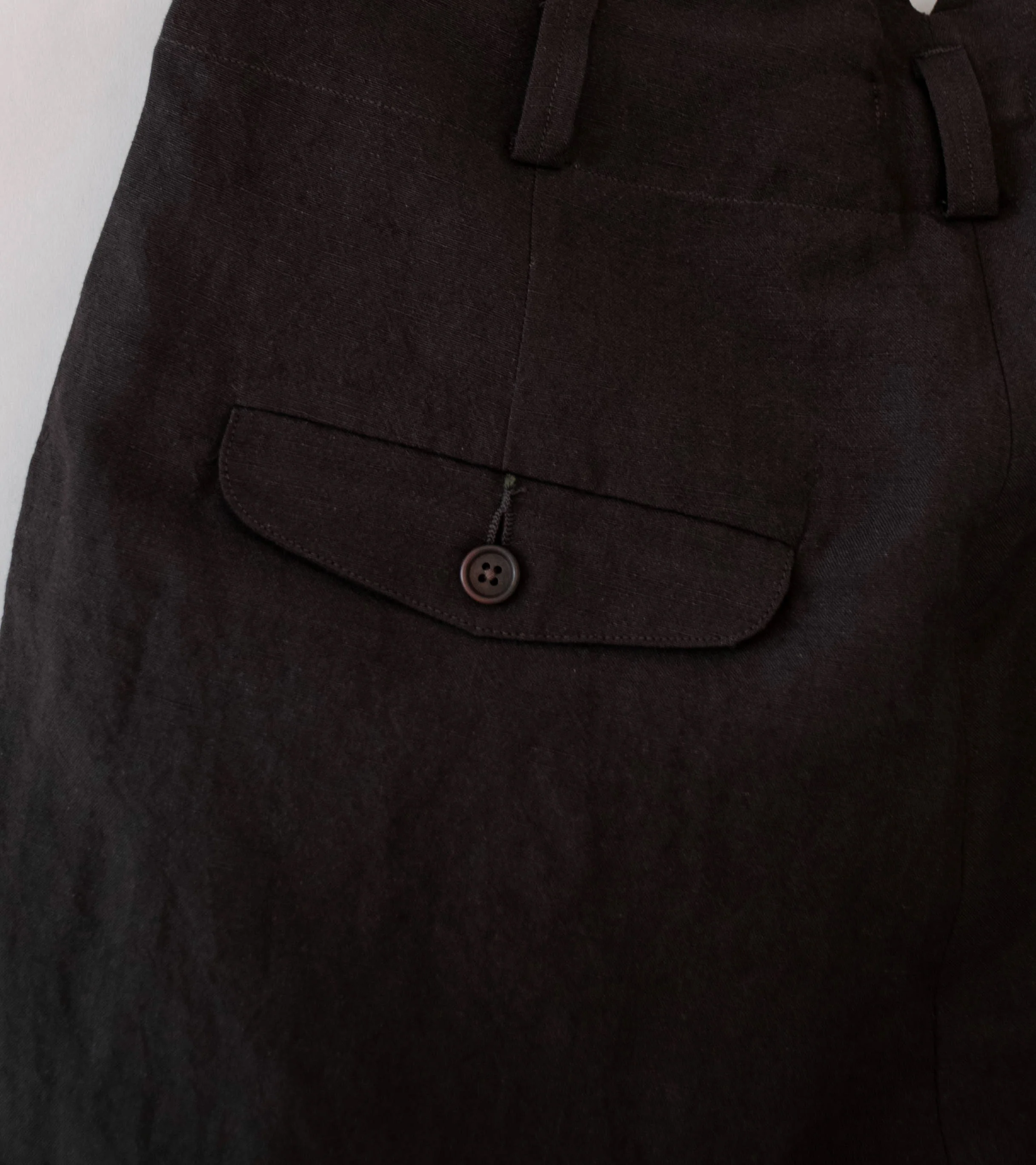 Evan Kinori 'Two Pleat Pant' (Dark Brown Wool Linen Canvas) - Image 6