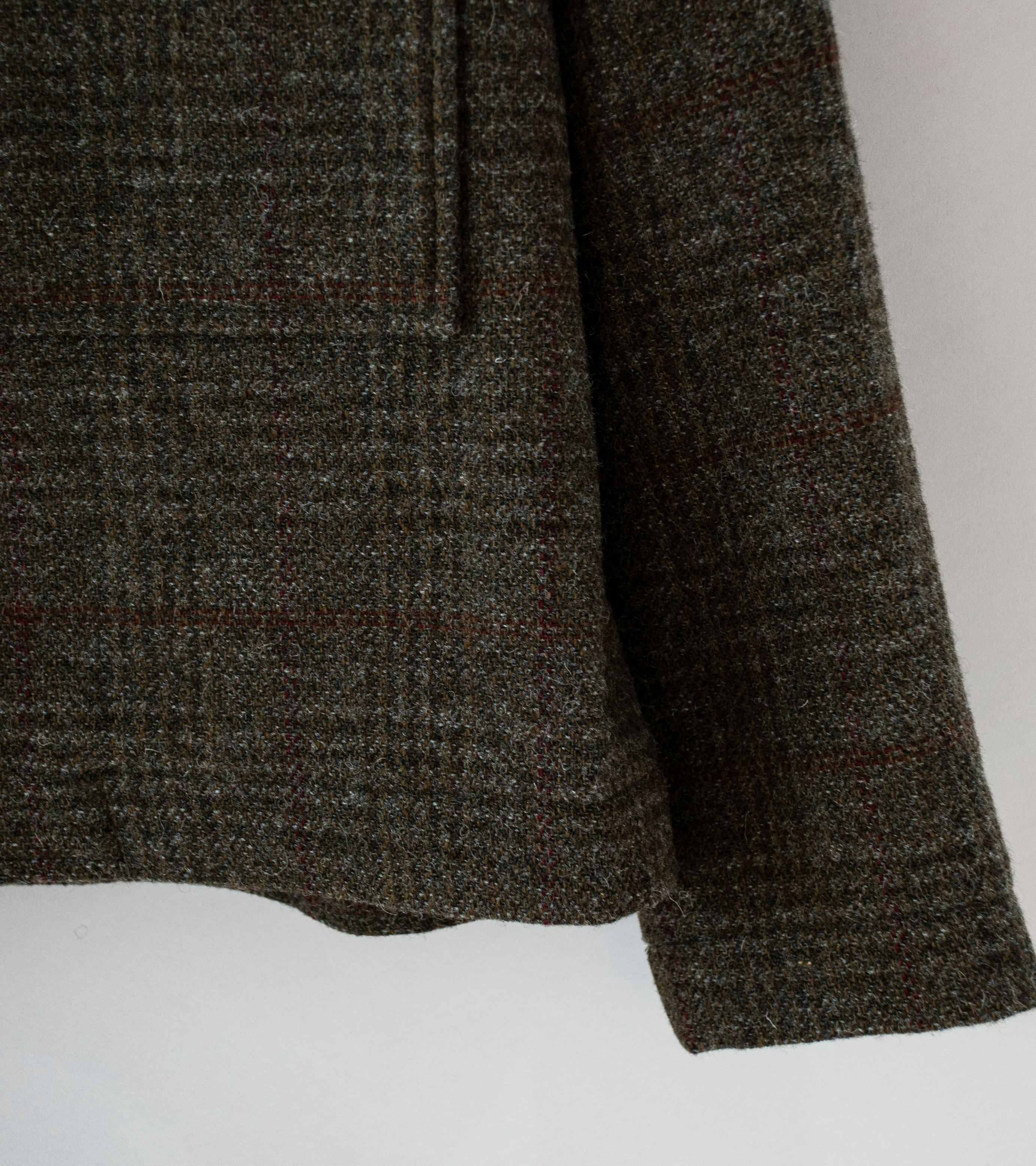 Evan Kinori 'Zip Jacket' (Dark Olive Charcoal Wool Herringbone Check) - Image 4