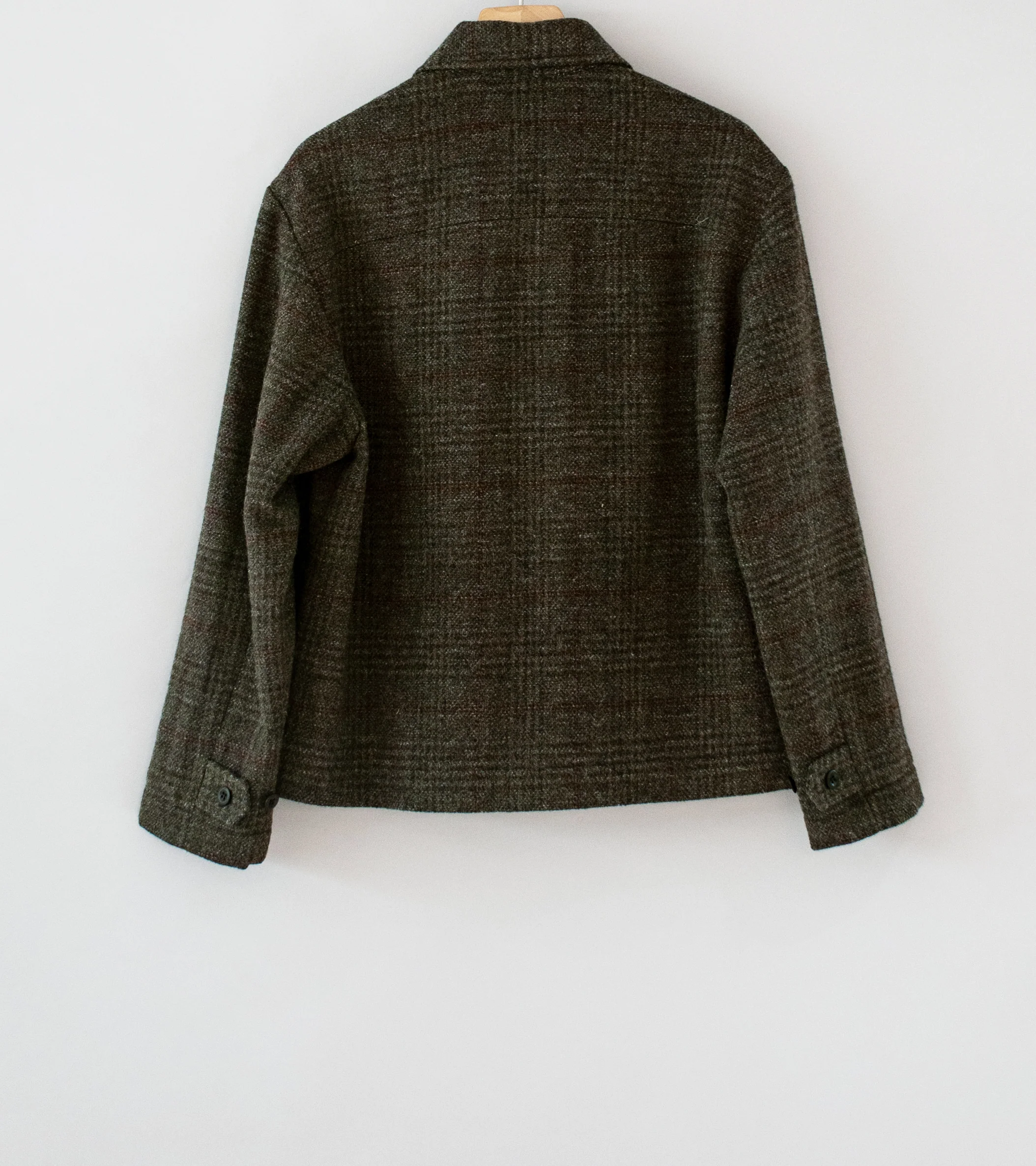 Evan Kinori 'Zip Jacket' (Dark Olive Charcoal Wool Herringbone Check) - Image 7