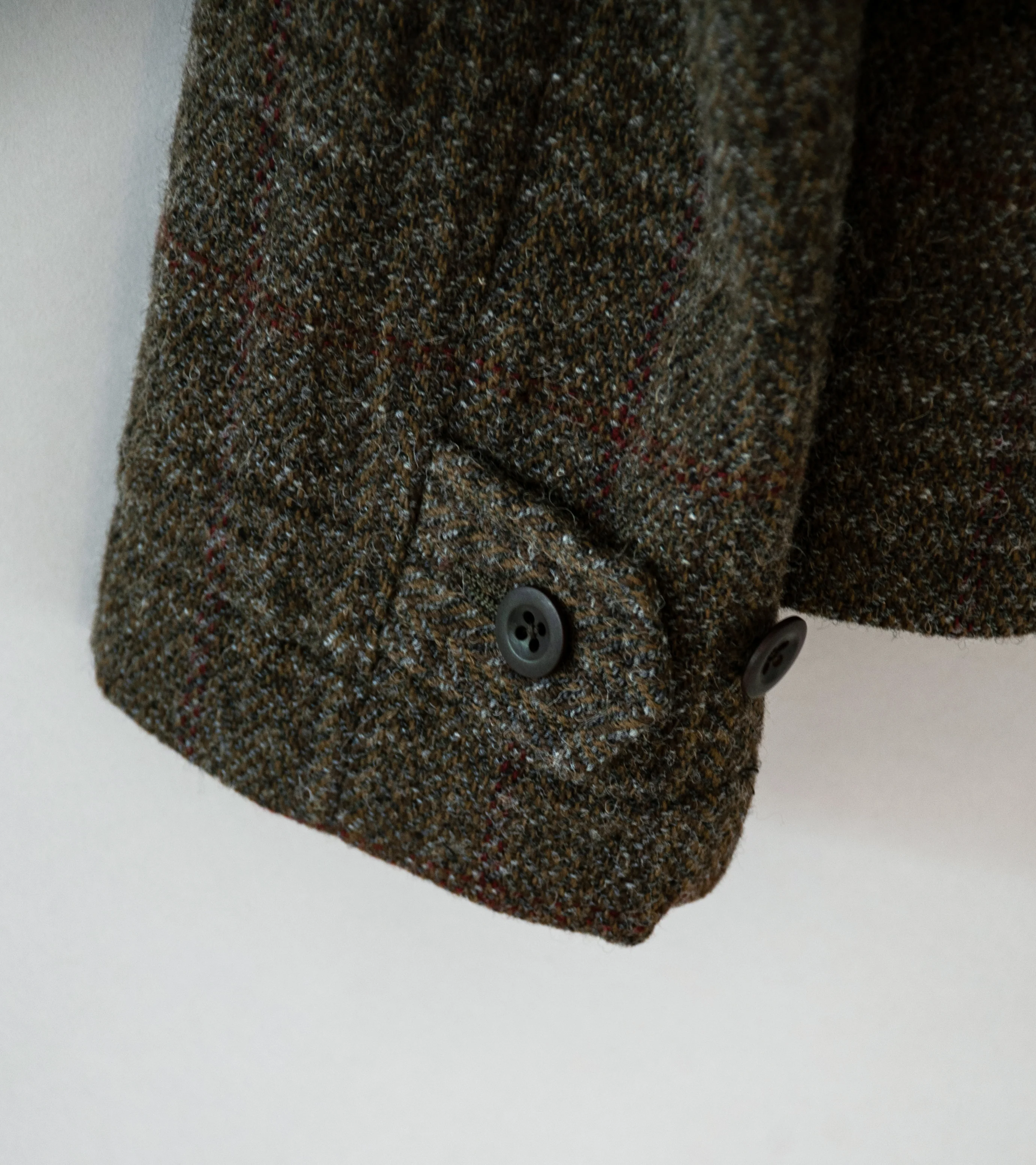 Evan Kinori 'Zip Jacket' (Dark Olive Charcoal Wool Herringbone Check) - Image 8