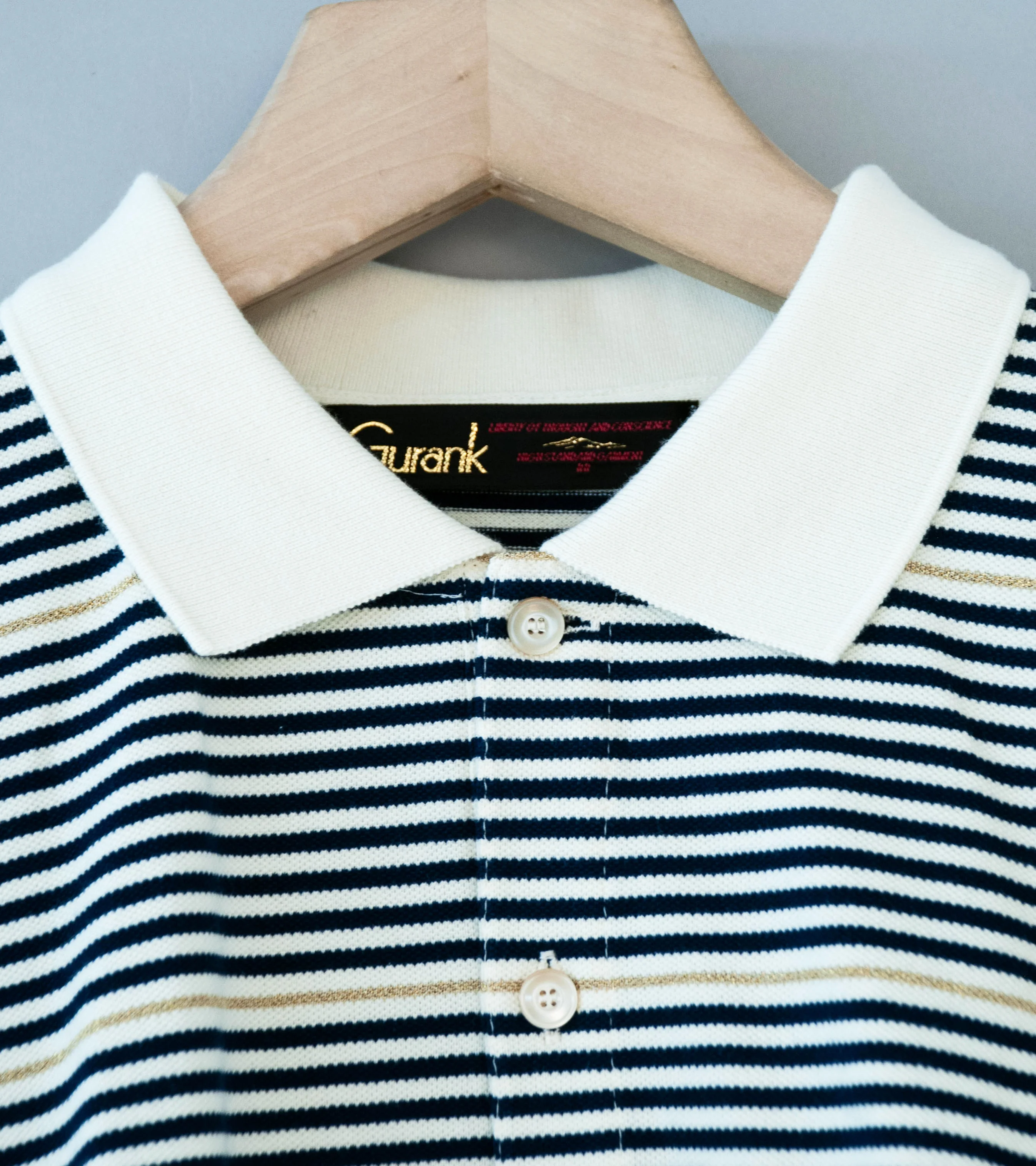 Gurank 'LS Border Polo Shirts' (Navy) - Image 5