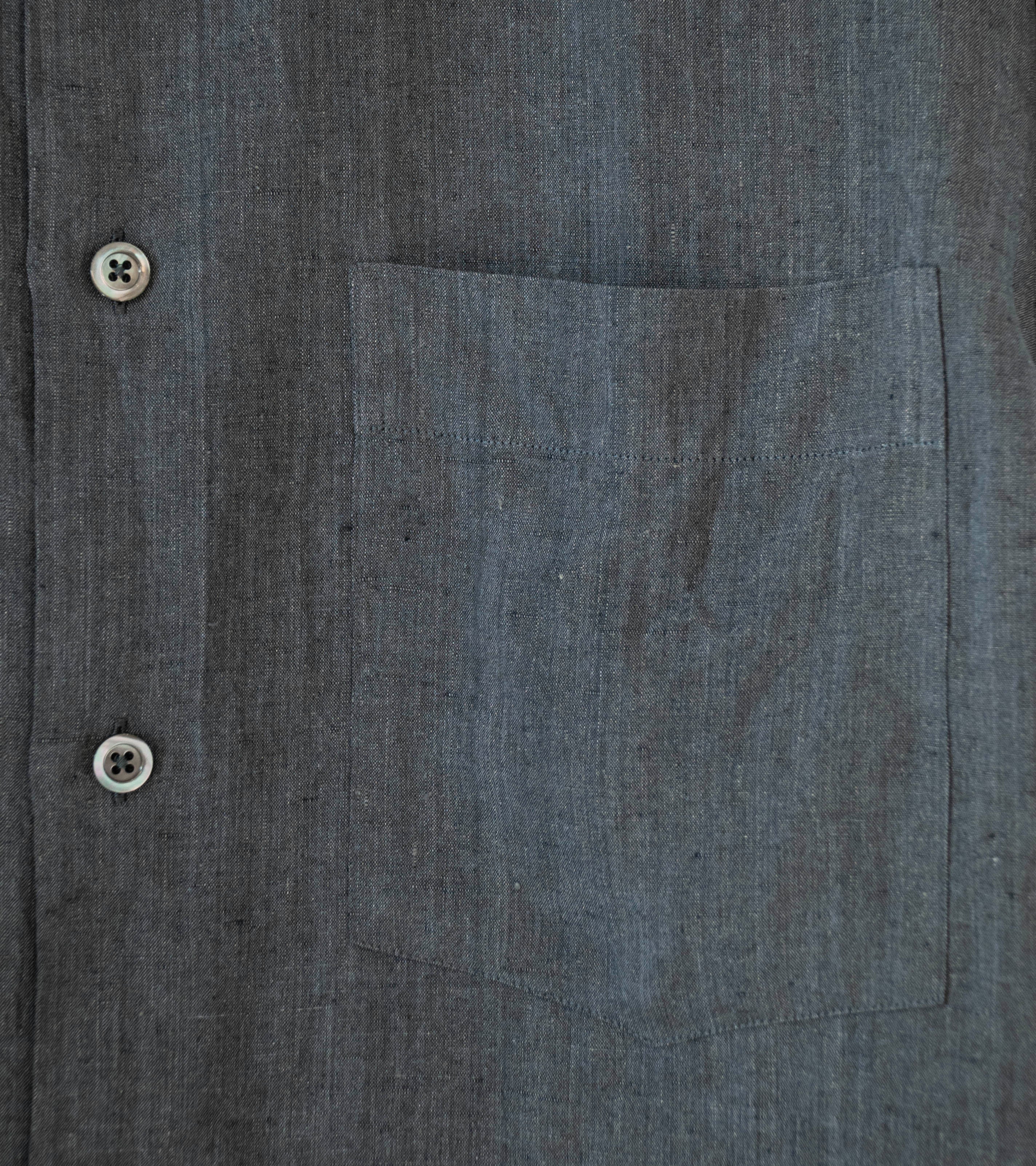 Margaret Howell 'Basic Shirt' (Asphalt Yarn Dye Linen) - Image 3