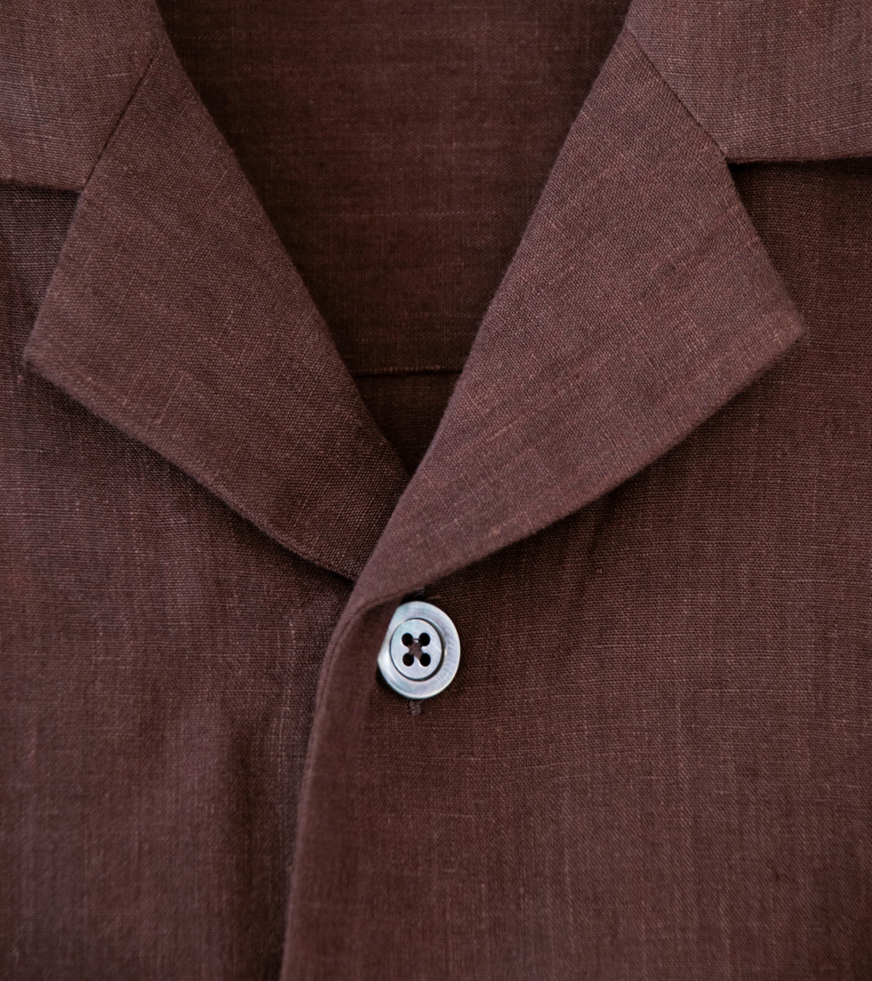 Margaret Howell 'Revere Collar Shirt' (Mahogany Soft Linen Poplin) - Image 5