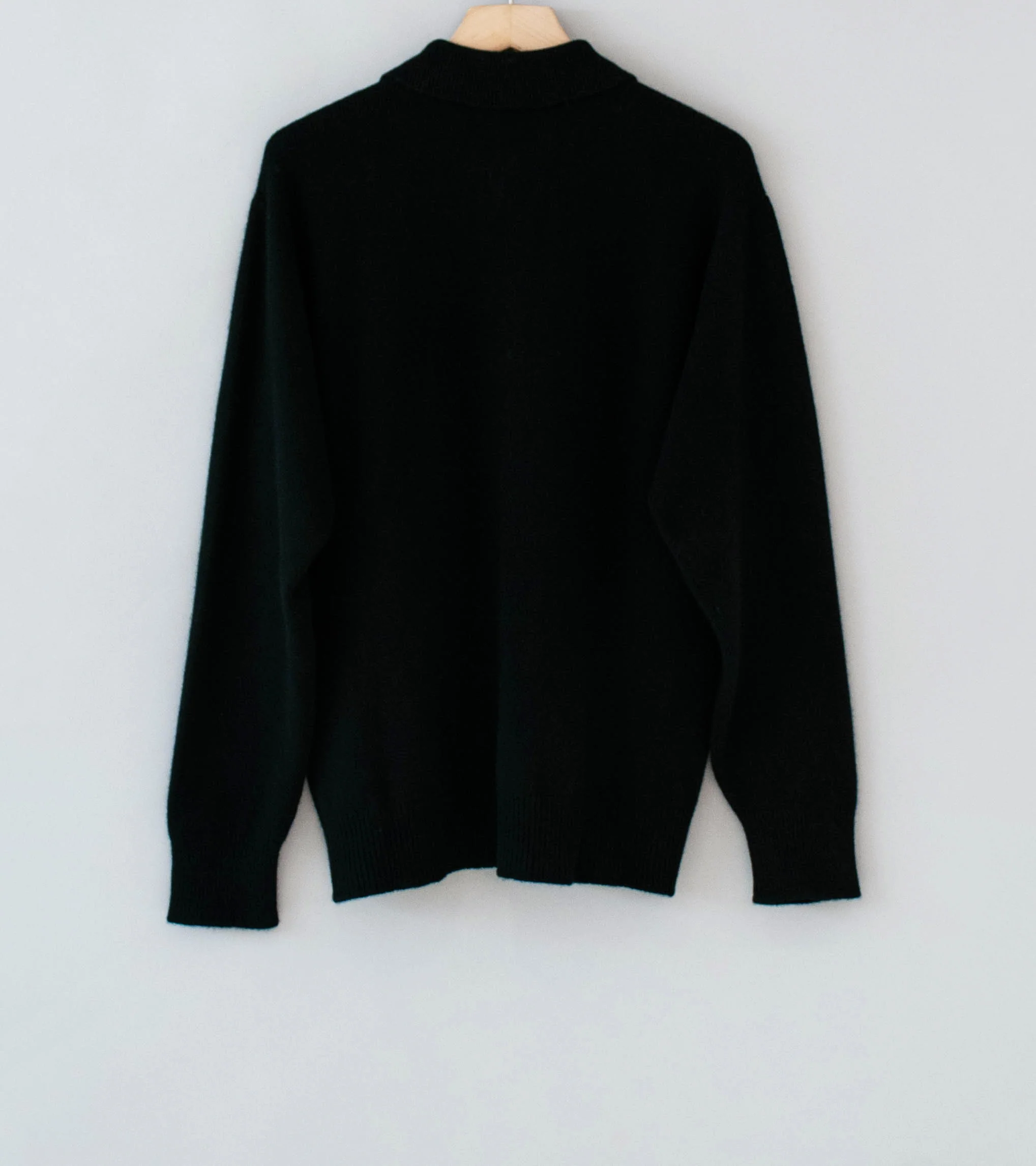 Margaret Howell 'Seamless Pocket Polo Shirt' (Black Cashmere Merino) - Image 9