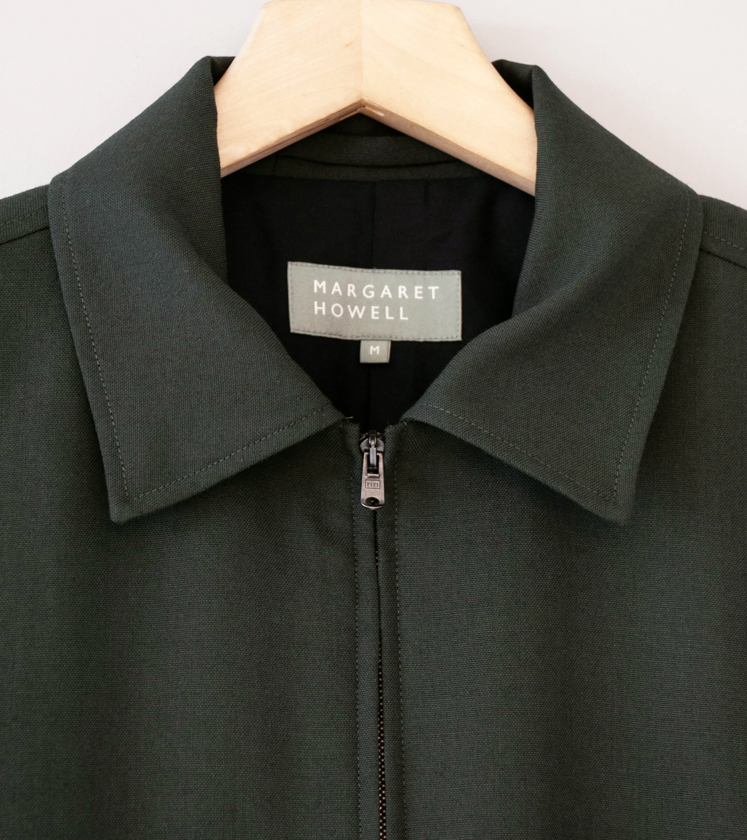 Margaret Howell 'Zip Through Bomber Jacket' (Pewter Double Twisted Wool) - Image 6