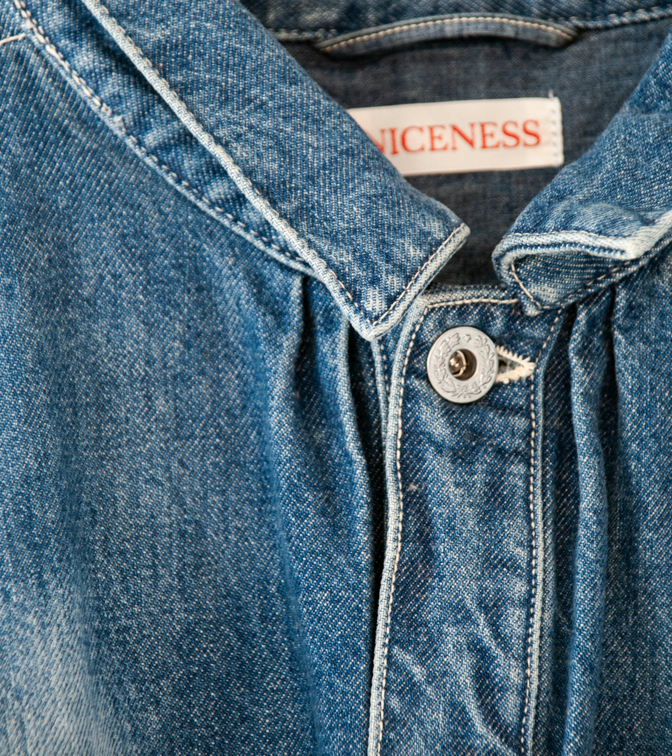Niceness 'D.THORNHILL Distressed Denim Trucker Jacket' (Indigo) - Image 9
