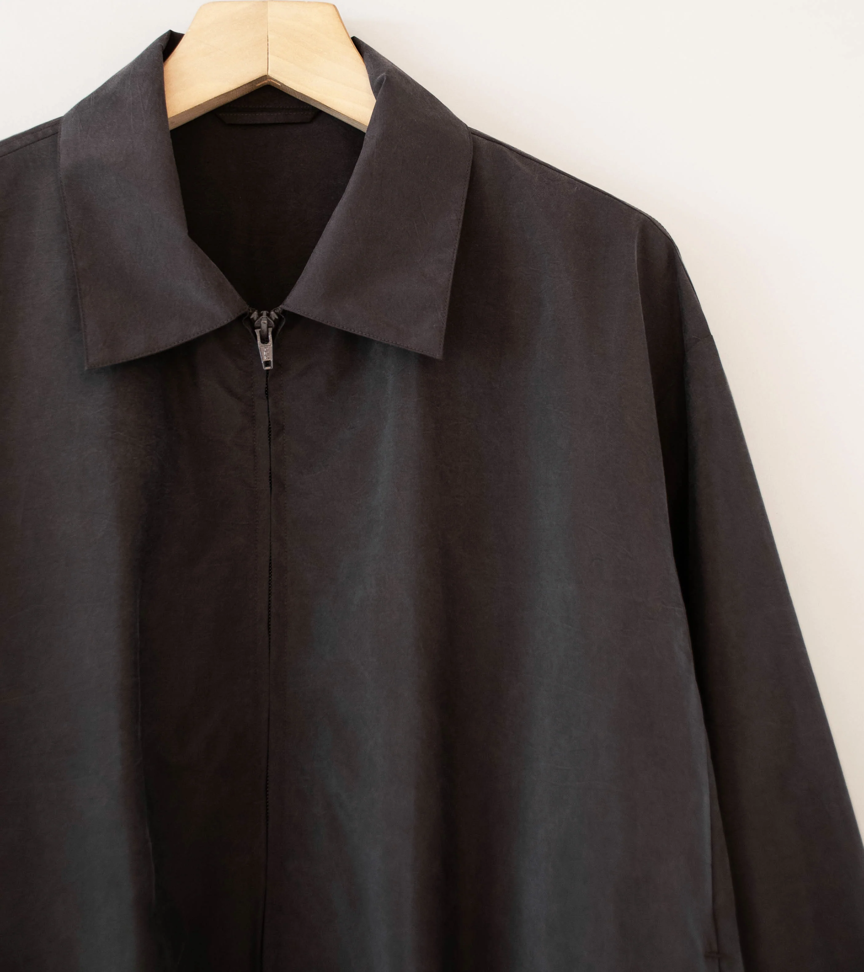 Stein 'Silk Nylon Collared Zip Jacket' (Charcoal Brown) - Image 2
