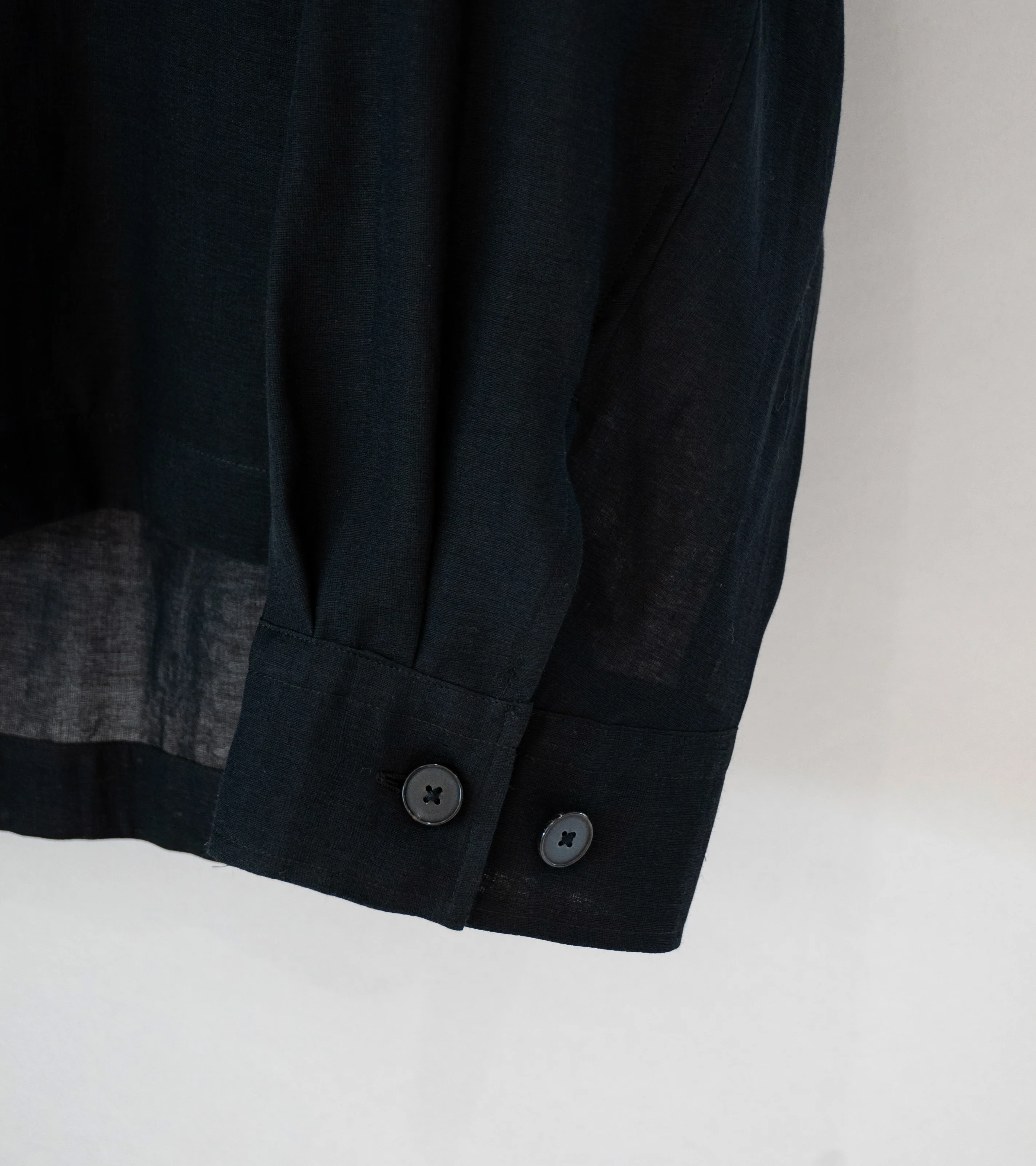 YLÈVE 'Cotton Silk Double Organdy Shirt' (Black) - Image 5