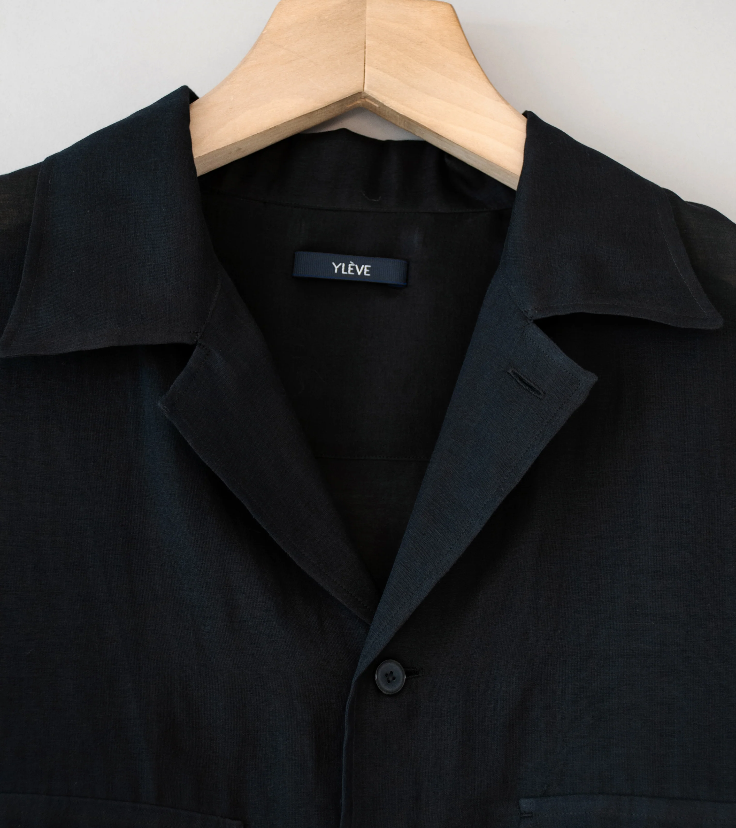 YLÈVE 'Cotton Silk Double Organdy Shirt' (Black) - Image 6