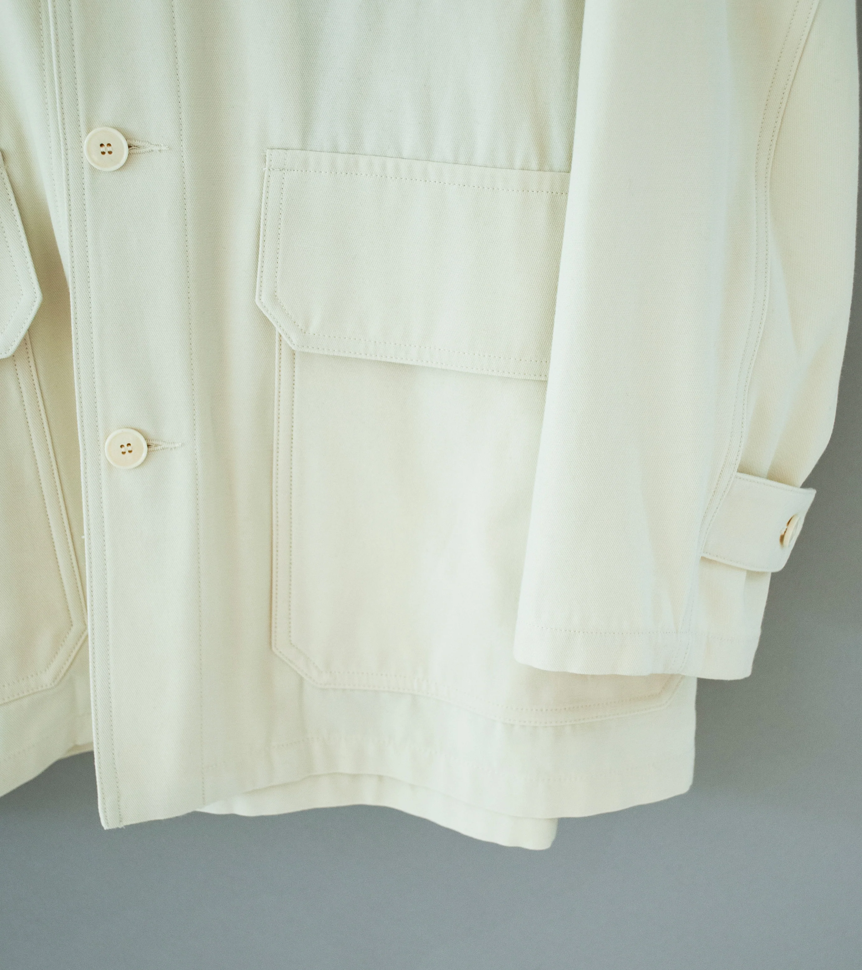 YLÈVE 'Viscose Cotton Coverall Jacket' (Ecru) - Image 4